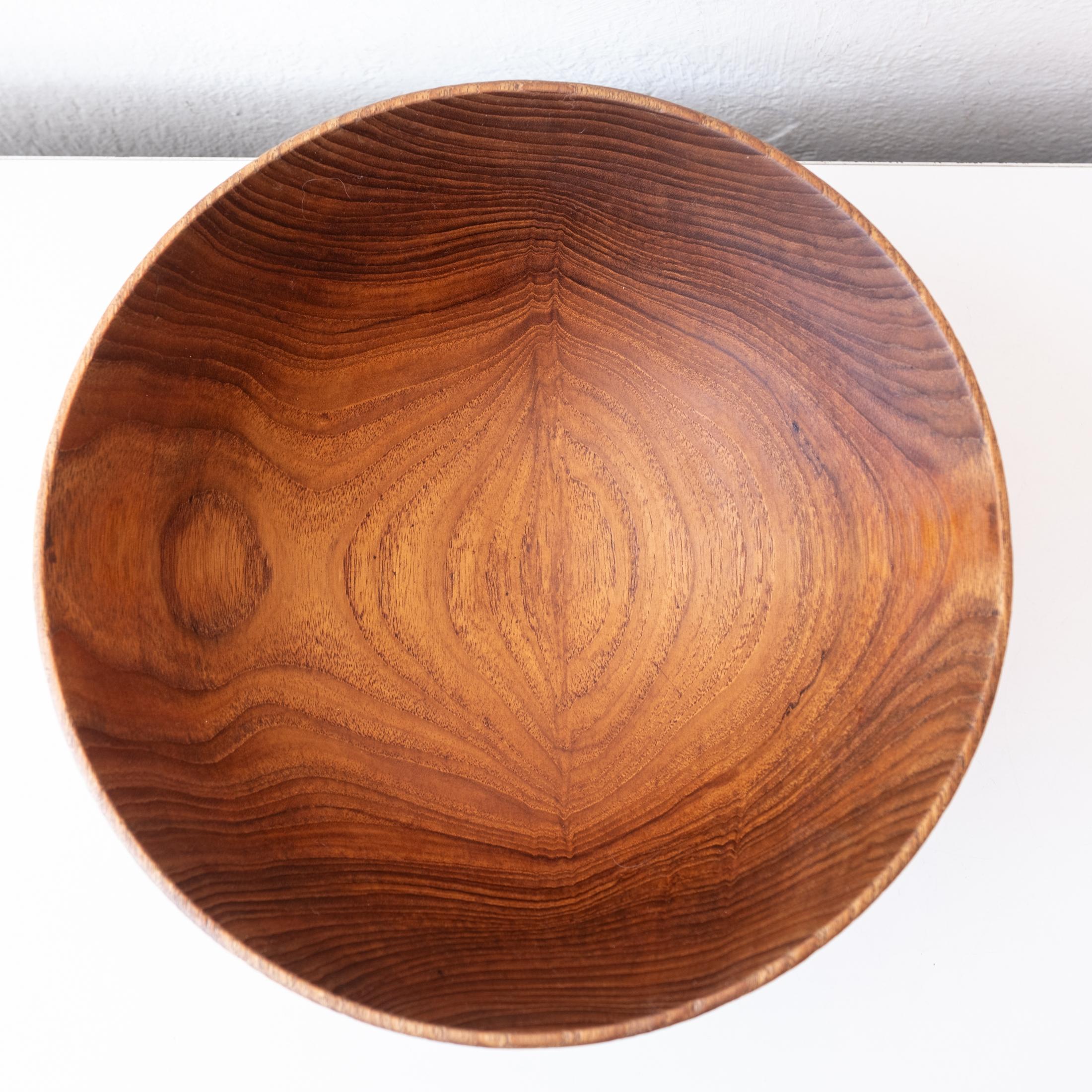 Mid-20th Century Studio Turned Teak Footed Bowl by Bob Stocksdale For Sale