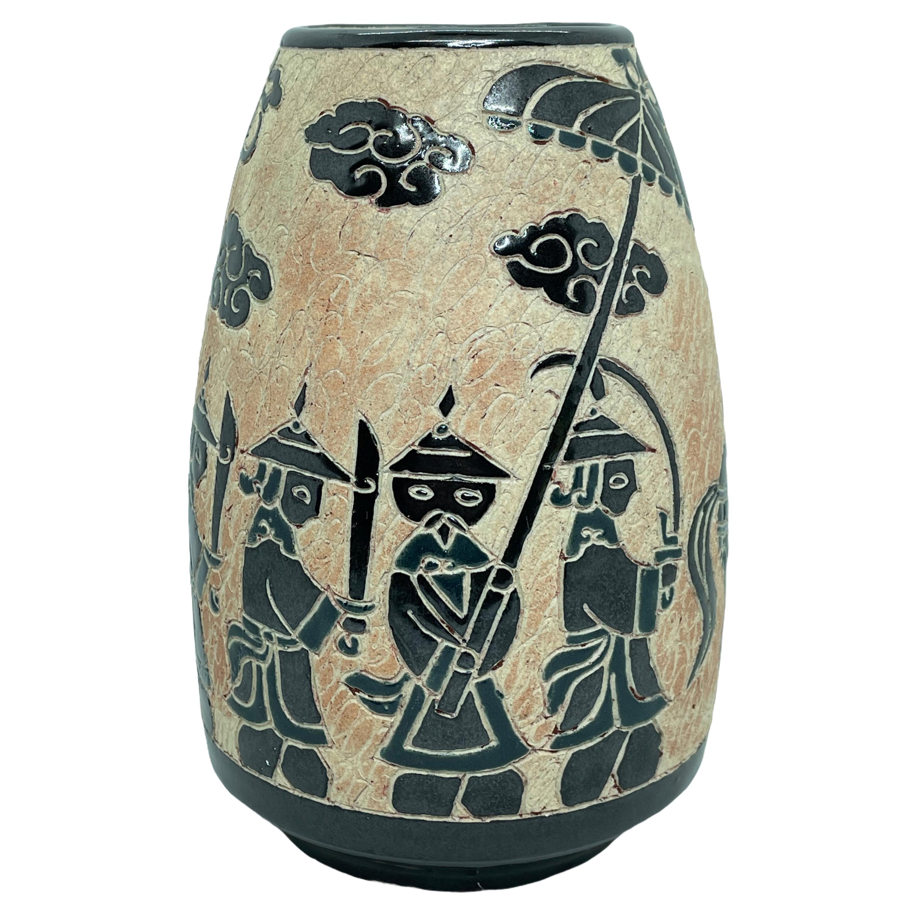 Dona Ceramic Art Studio Vase, Saigon Vietnam 1970s
