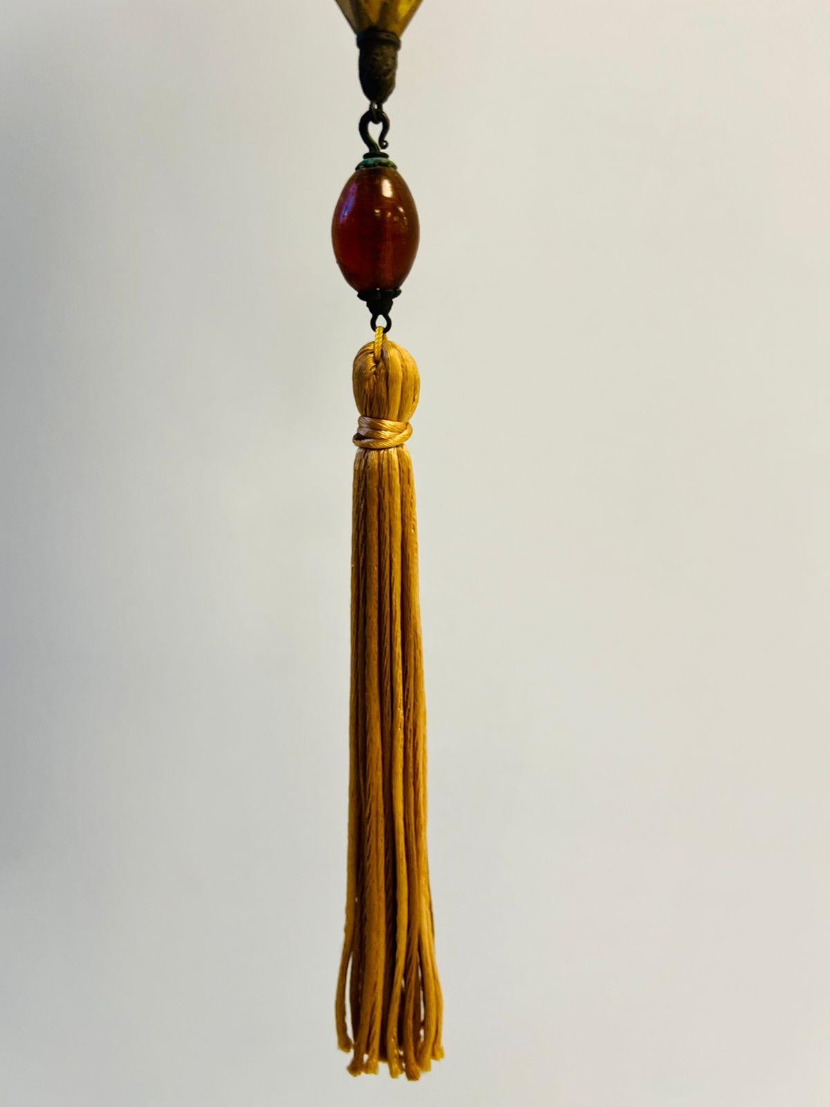 Late 20th Century Studio Venetia floor lamp in silk, amber, bronze and fabric c 1970 by Fortuny. For Sale