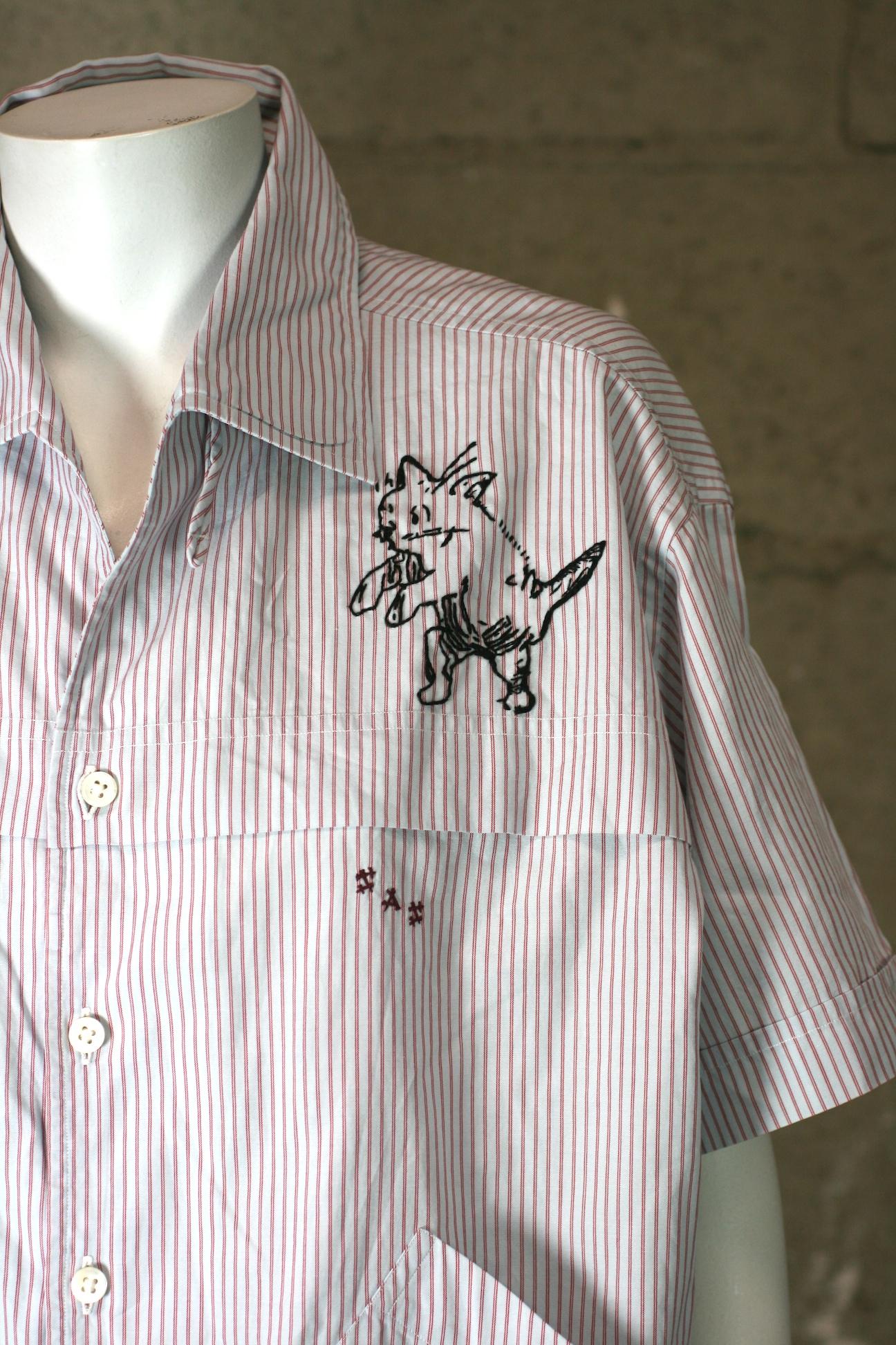 Gray Studio VL, Upcycled and Embroidered Mens Shirt, Louis Wain Cats  For Sale