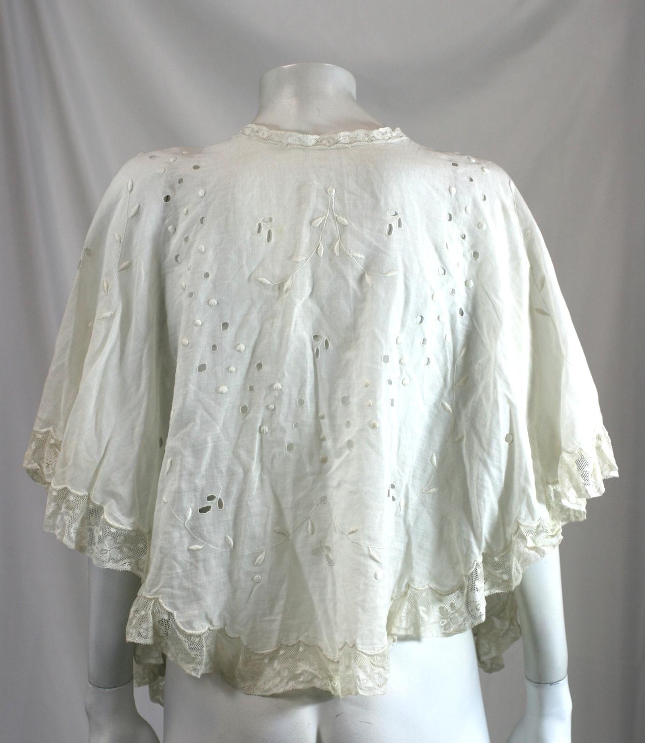 Studio VL Upcycled Edwardian Batiste Cape In Excellent Condition For Sale In New York, NY