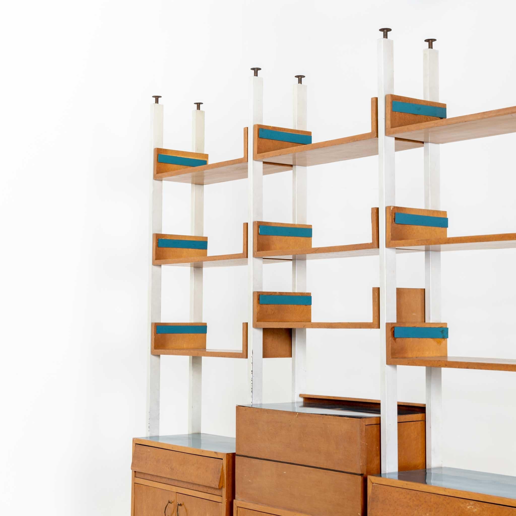 Wood Studio Wall Unit, designed by Vittorio Armellini, Italy Mid-20th Century For Sale