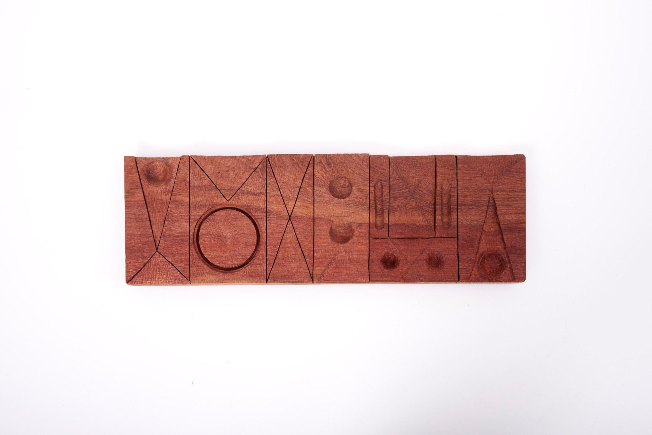 Studio wood wall sculpture panel by Michael Rozell, US, 2020.