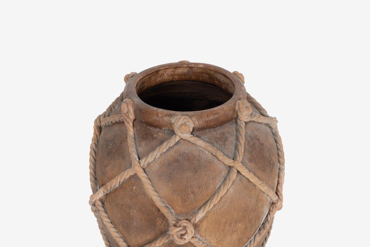 Studio Zaccagnini, große Vase aus Keramik mit Seil (Moderne der Mitte des Jahrhunderts) im Angebot