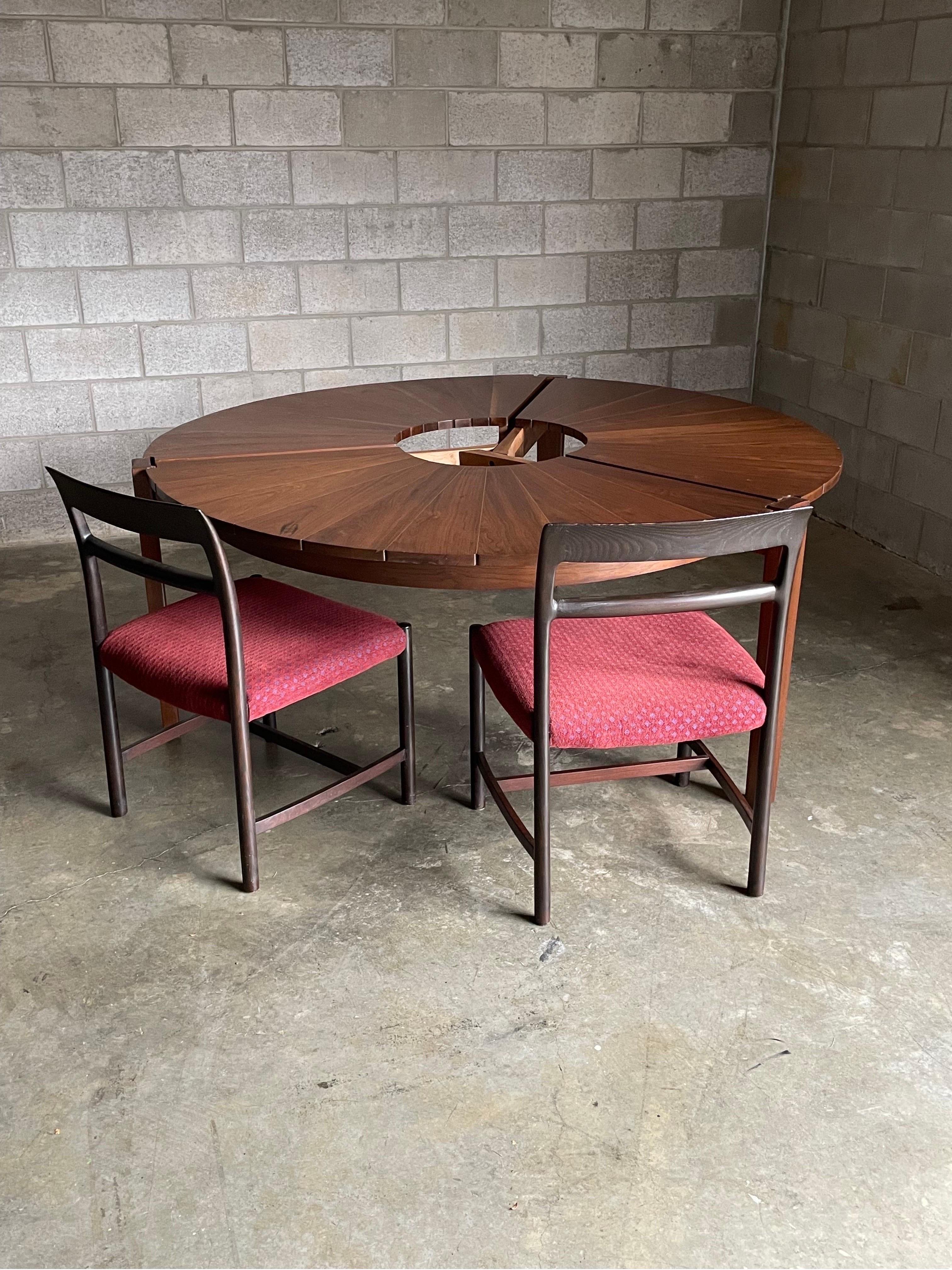 Studiocraft Round Petal Dining Table in Walnut and Maple, Charles Faucher 1975 6