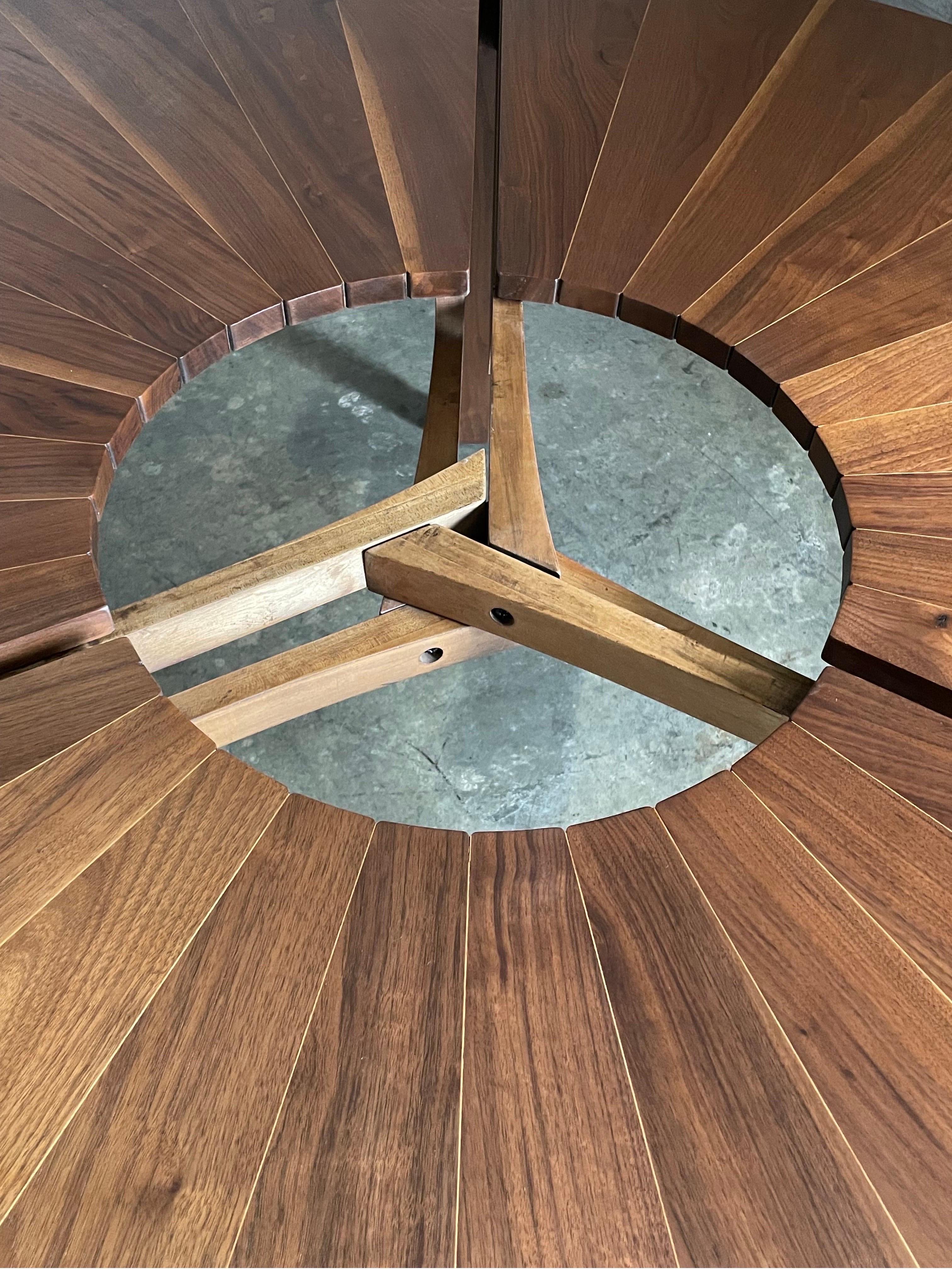 Studiocraft Round Petal Dining Table in Walnut and Maple, Charles Faucher 1975 7