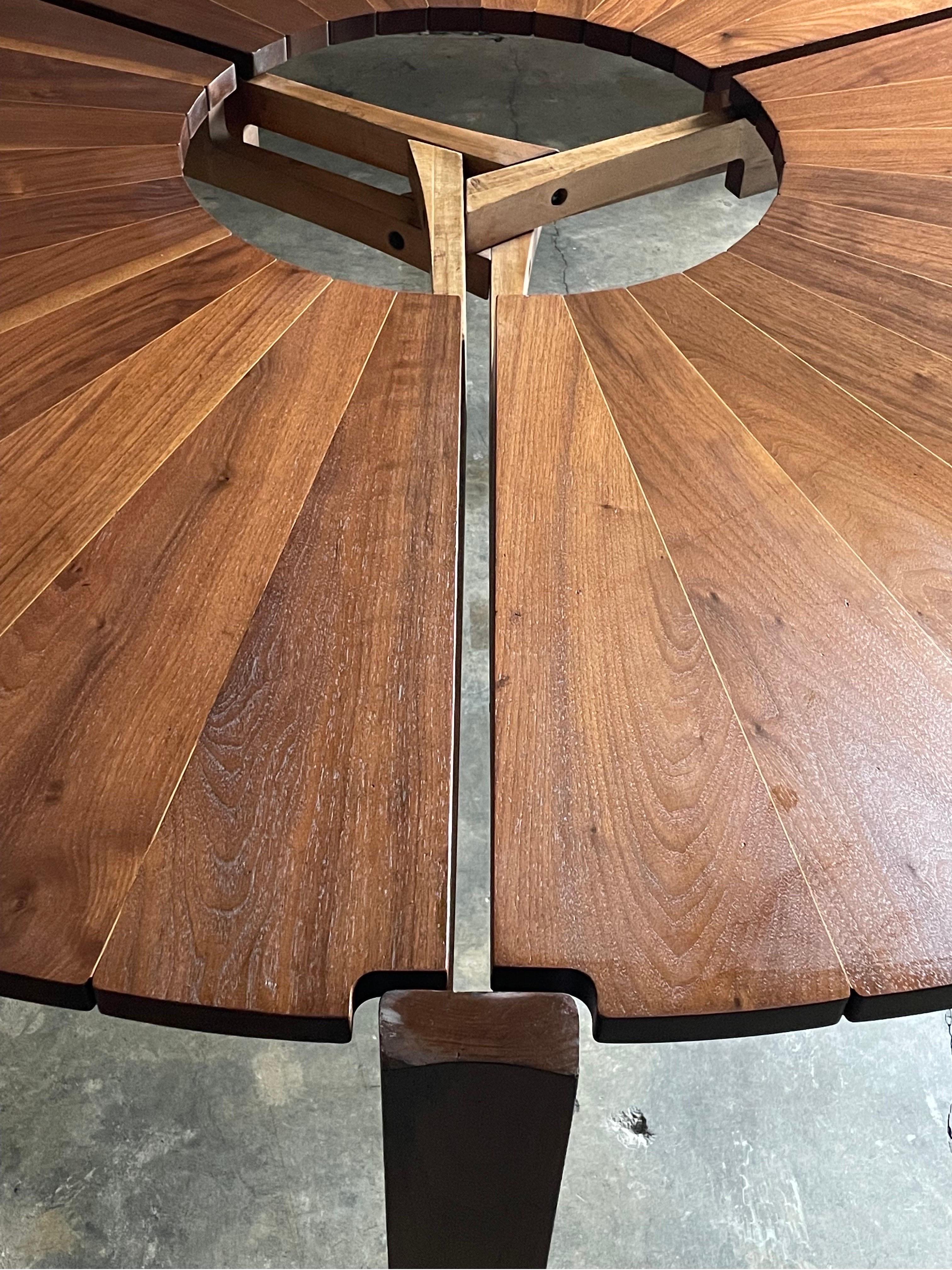 Late 20th Century Studiocraft Round Petal Dining Table in Walnut and Maple, Charles Faucher 1975 For Sale