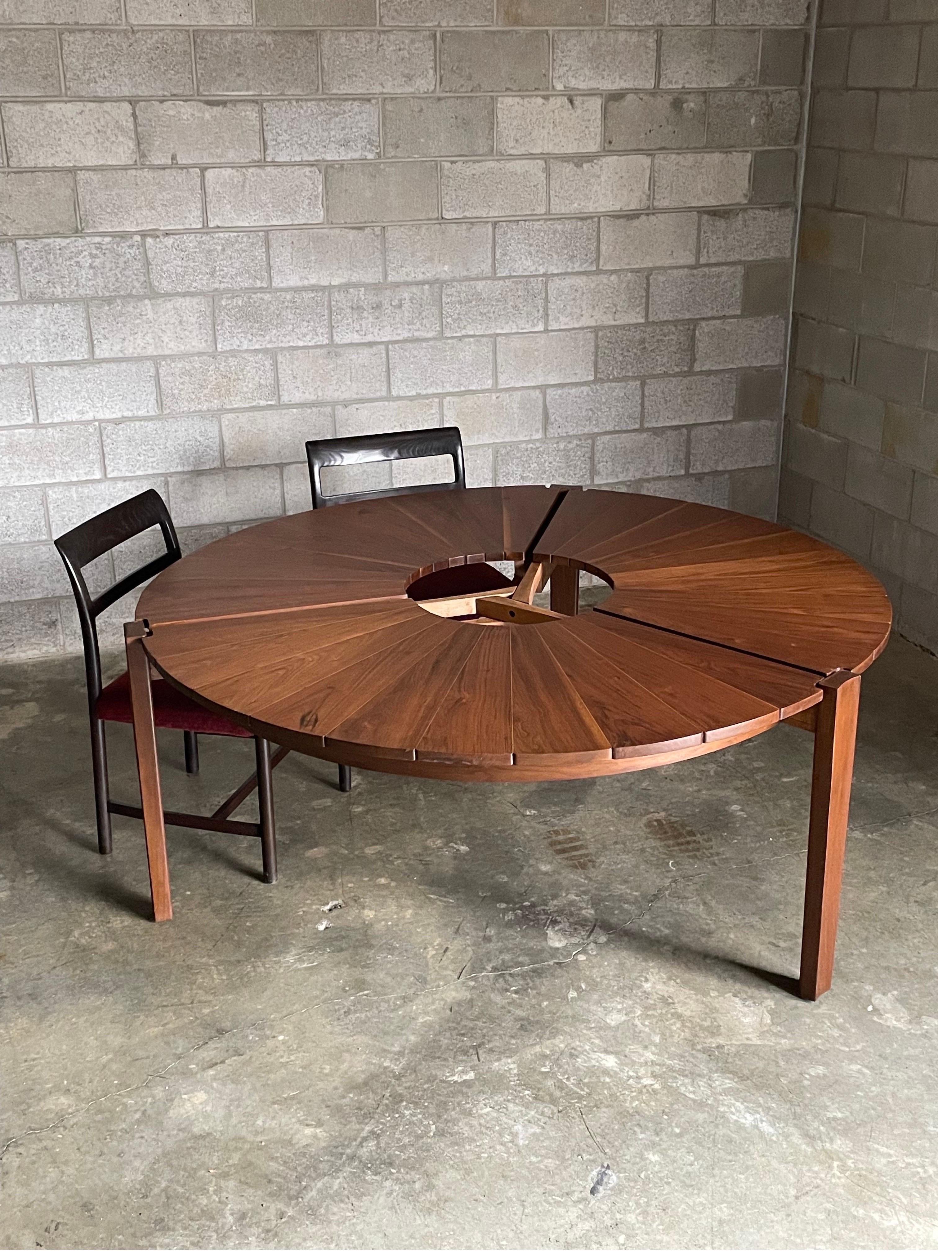 Studiocraft Round Petal Dining Table in Walnut and Maple, Charles Faucher 1975 For Sale 1
