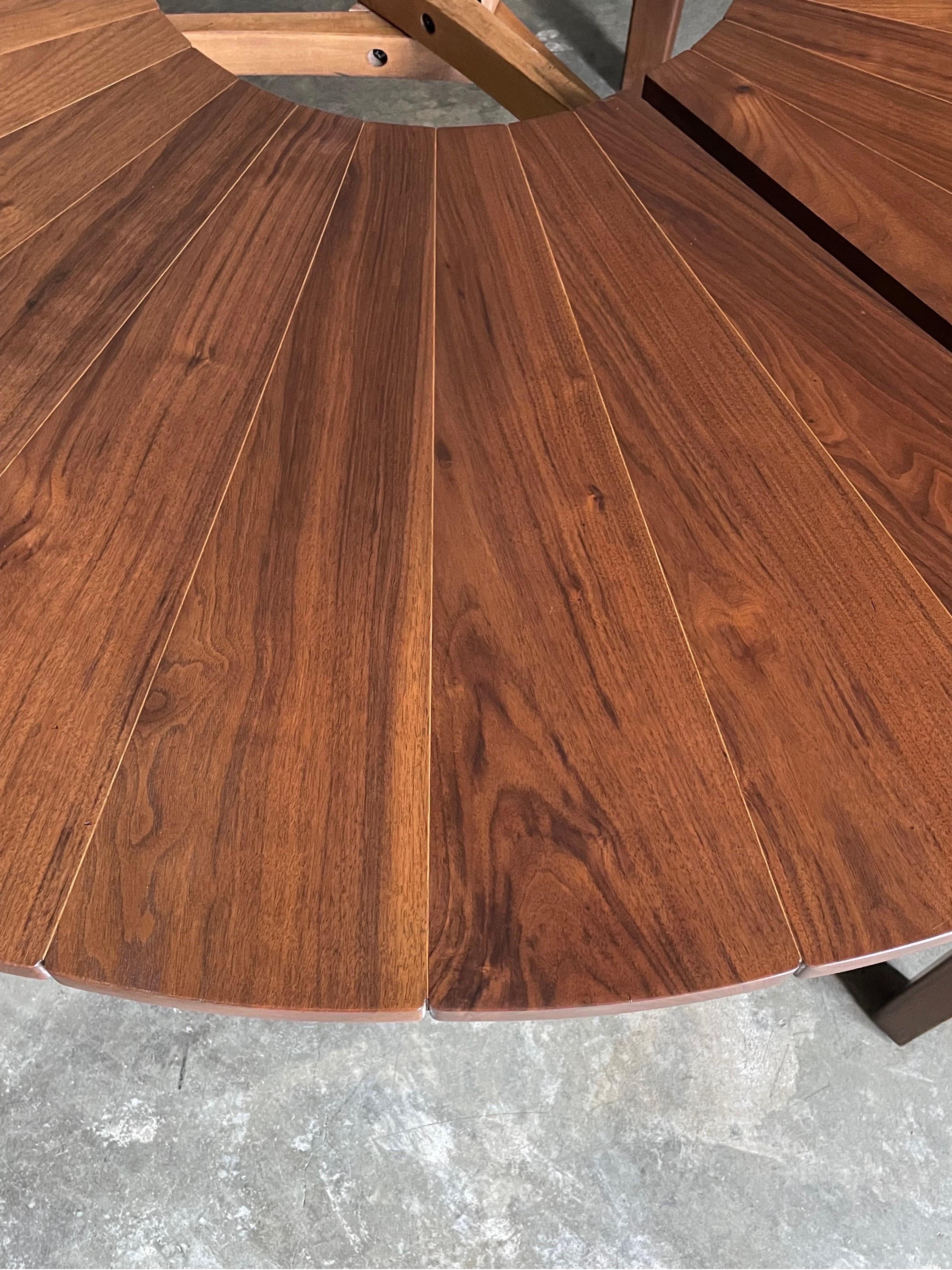 Studiocraft Round Petal Dining Table in Walnut and Maple, Charles Faucher 1975 3