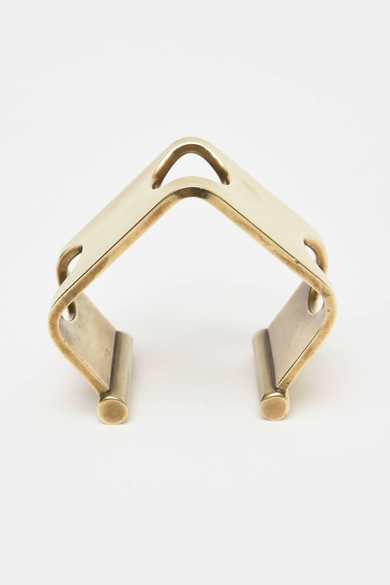 Studio Hand Made Vintage Brass Sculptural Cut Out Cuff Bracelet  3