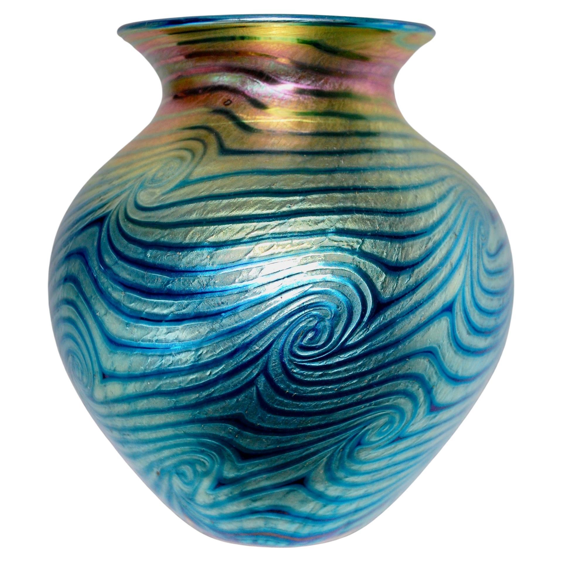 Studios Lundberg Figurative Sculpture -  Art Glass Van Gogh Sunset Heart Vase