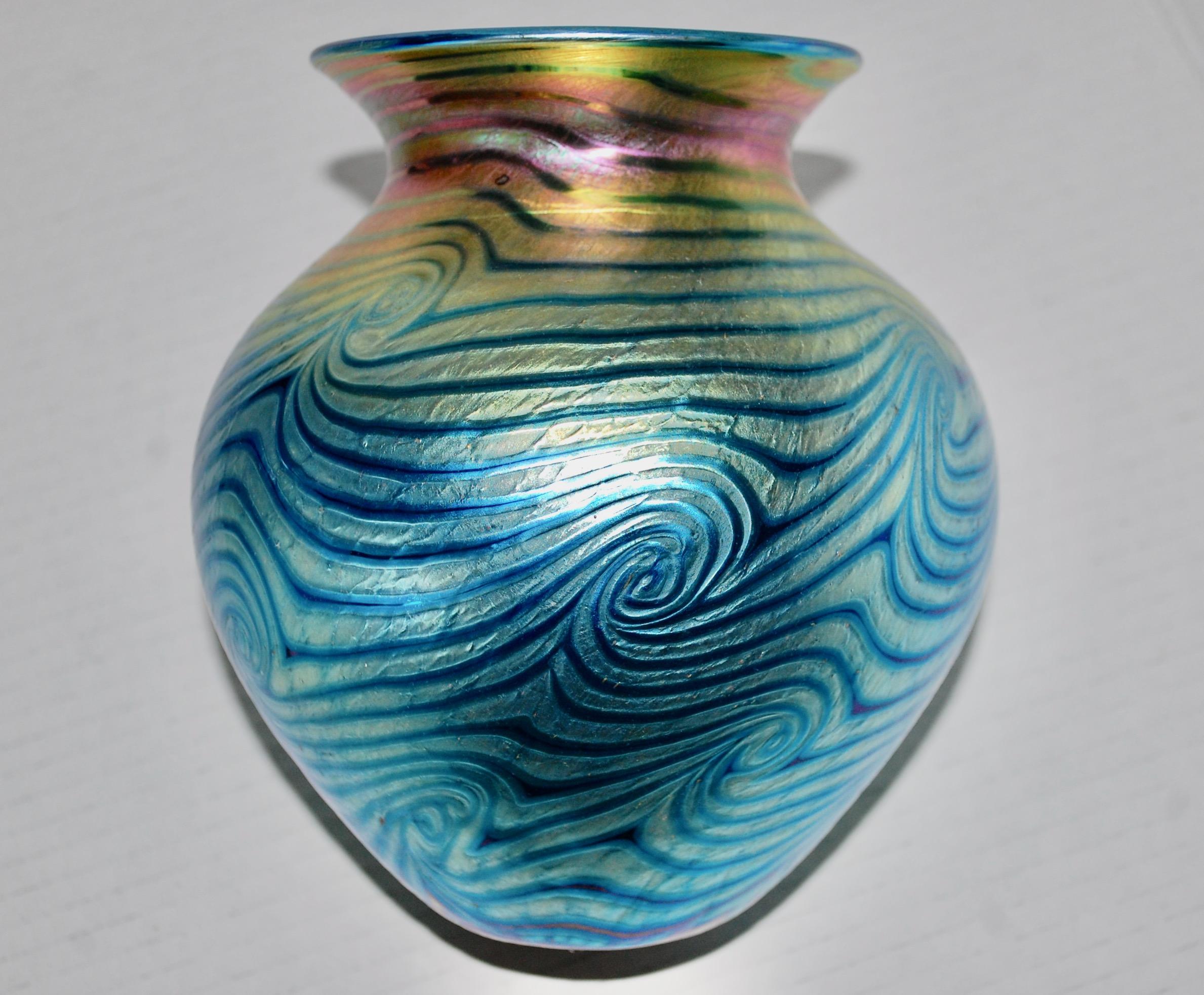 Art Glass Van Gogh Sunset Heart Vase For Sale 1