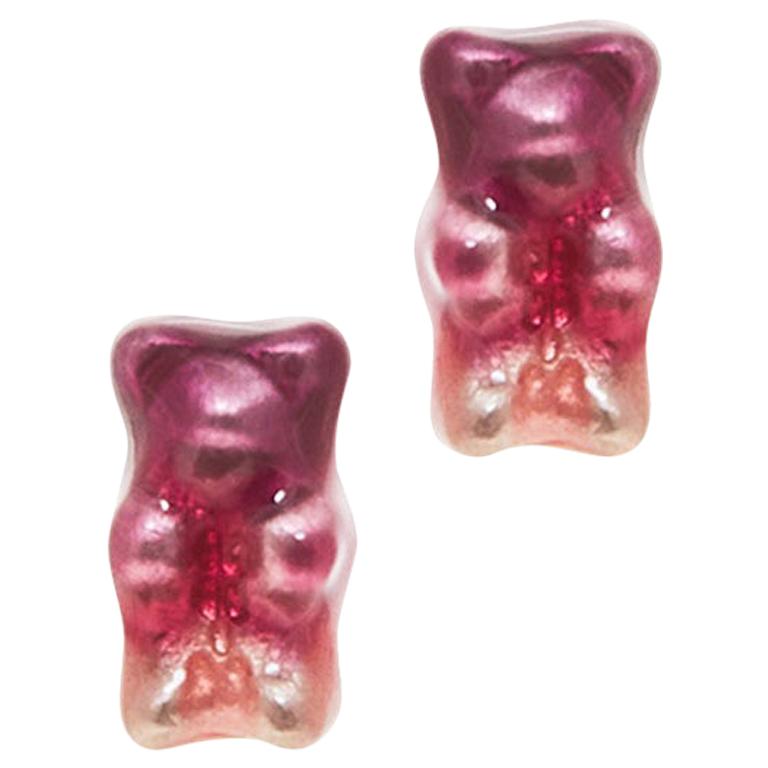 Studs Earrings Gummy Bears Ombre Plum Gift 18k Silver Gold-Plated Greek Jewelry For Sale