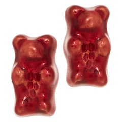 Studs Gummy Bears Red Colorful Gift Silver 18 Karat Gold-Plated Greek Jewelry