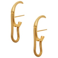 Studs Mini Round Shape Hoops Snake Chain 18k Gold-Plated Silver Greek Earrings