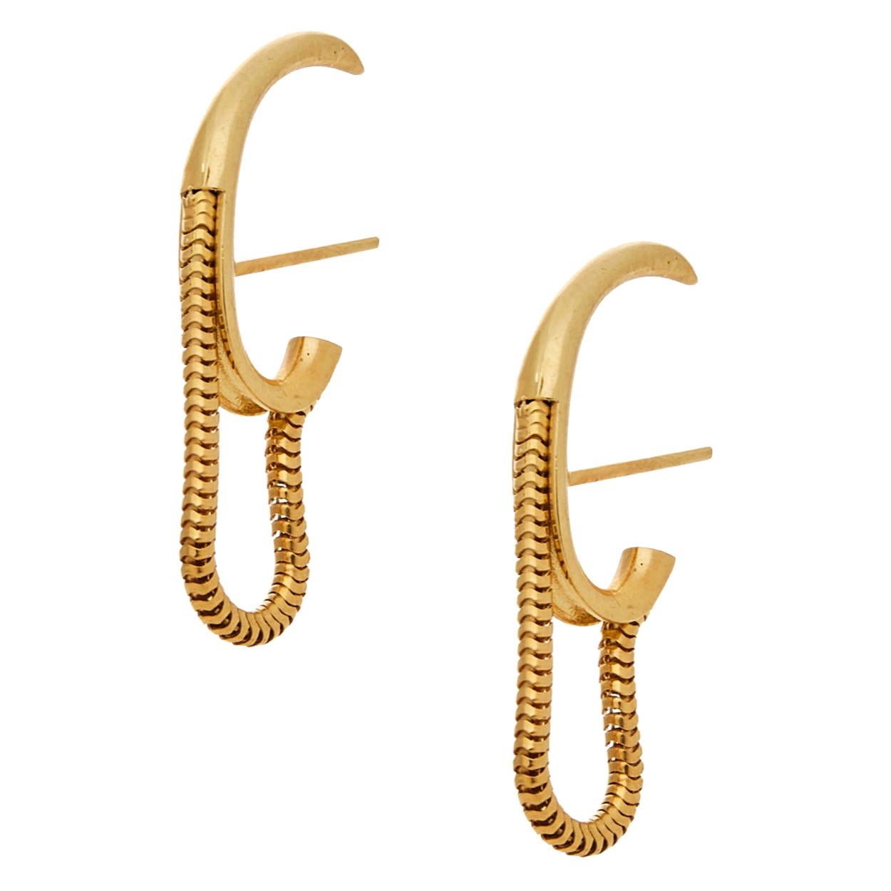 Studs Mini Small Round Shape Hoops Snake Chain GoldPlated Silver Greek
