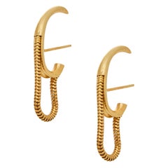 Studs Mini Round Shape Hoops Snake Chain 18k Gold-Plated Silver Greek Earrings