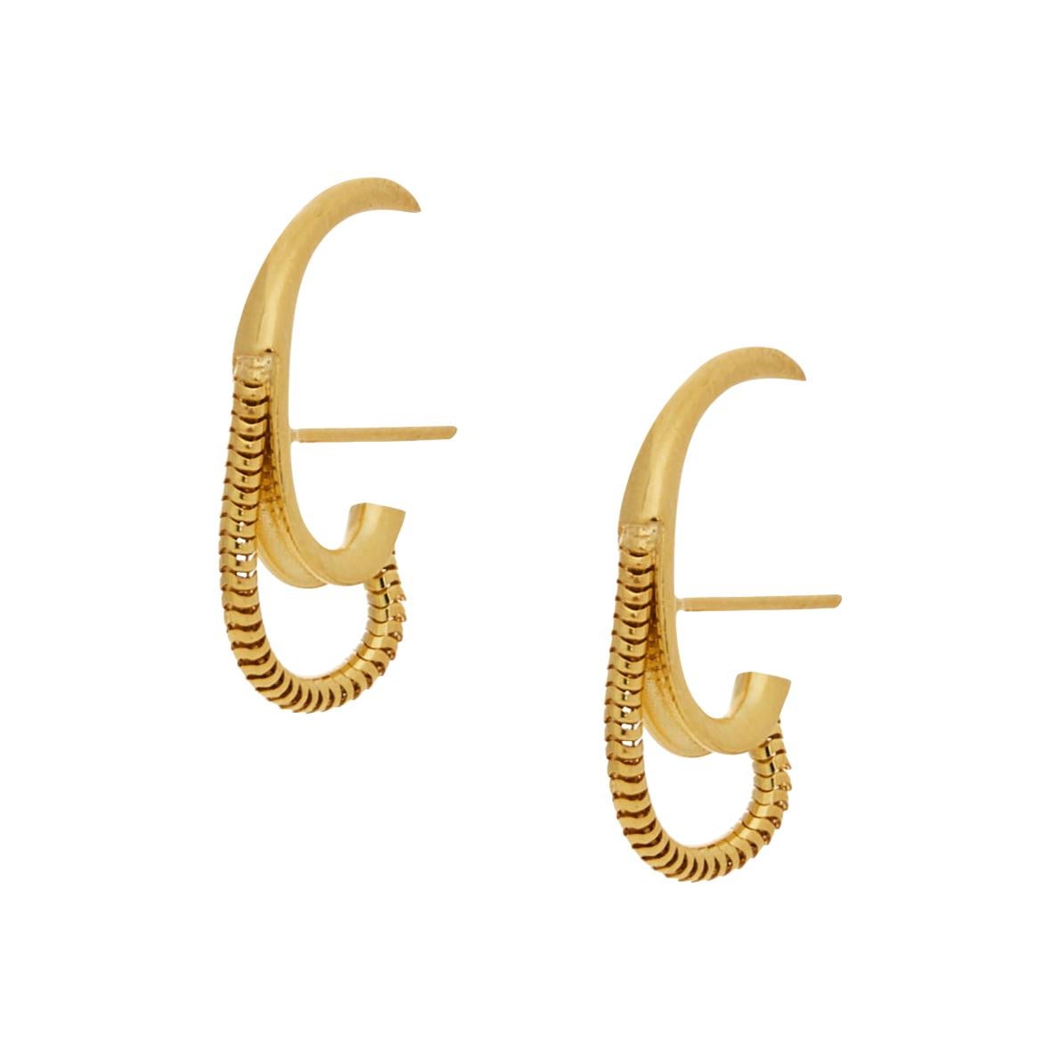 Studs Mini Small Round Shape Hoops Snake Chain Gold-Plated Silver Greek Earrings For Sale