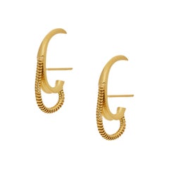 Studs Mini Small Round Shape Hoops Snake Chain Gold-Plated Silver Greek Earrings