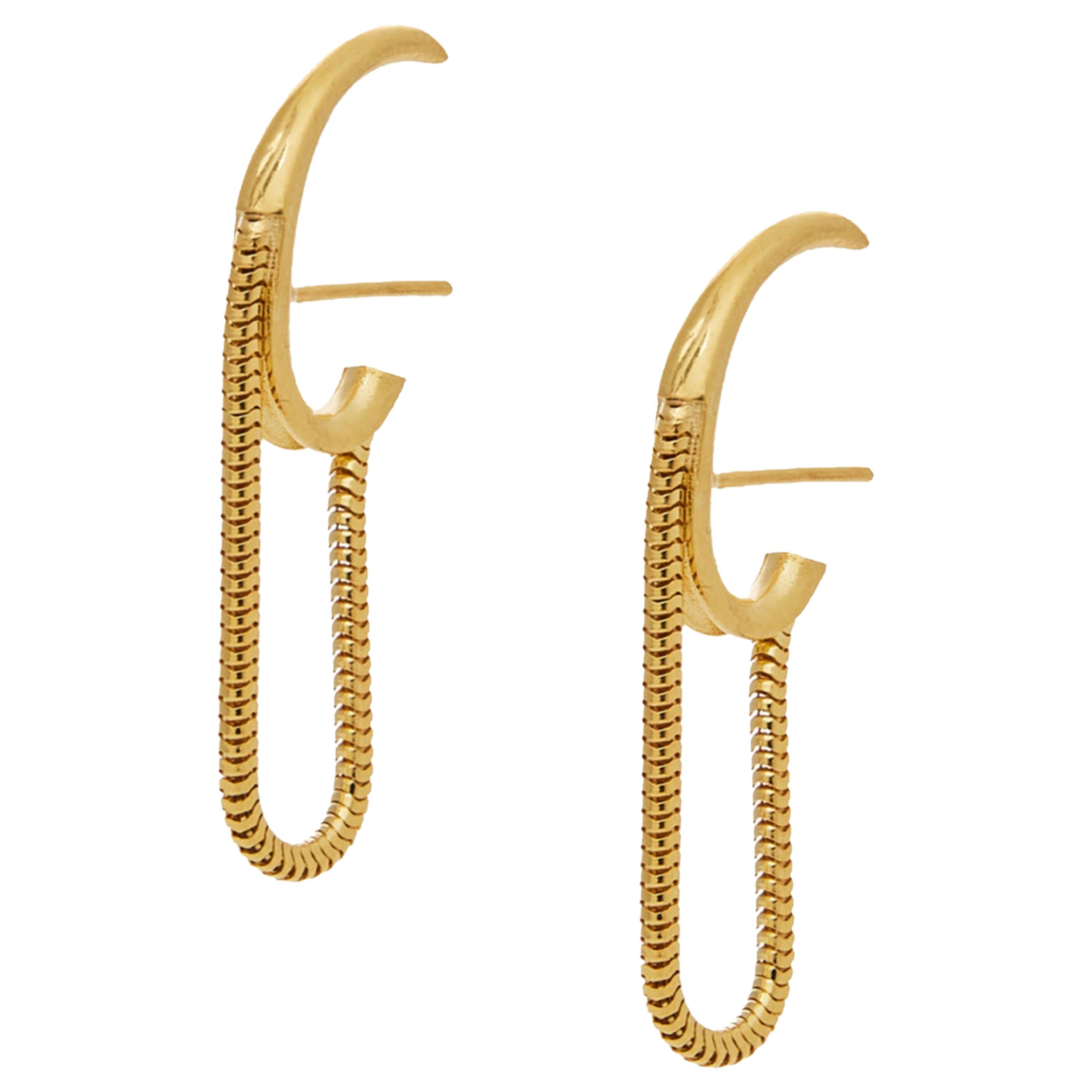 Studs Mini Small Round Shape Hoops Snake Chain Gold-Plated Silver Greek Earrings For Sale