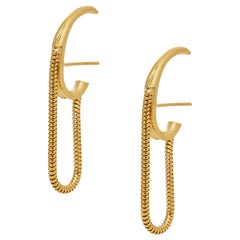Studs Mini Small Round Shape Hoops Snake Chain Gold-Plated Silver Greek Earrings