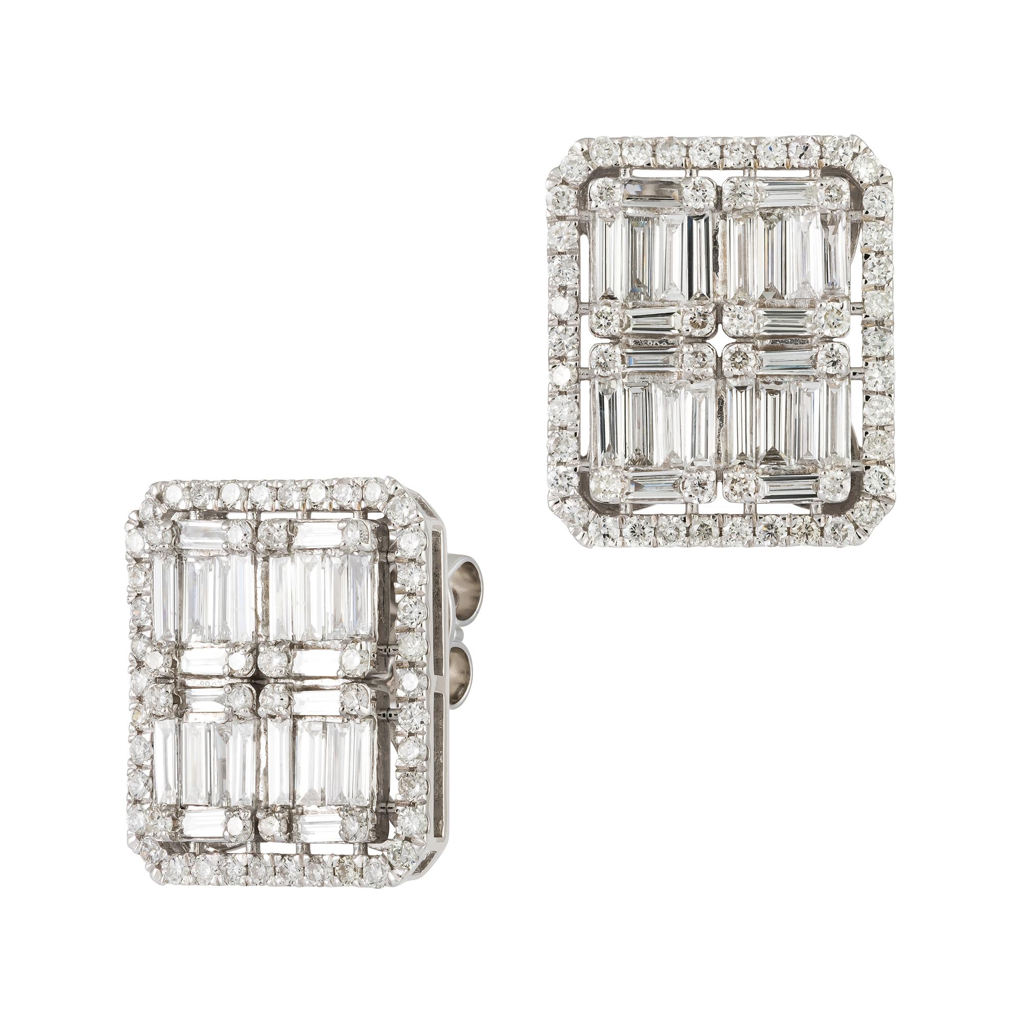 Moderne Boucles d'oreilles Or blanc 18K Diamant pour Elle en vente