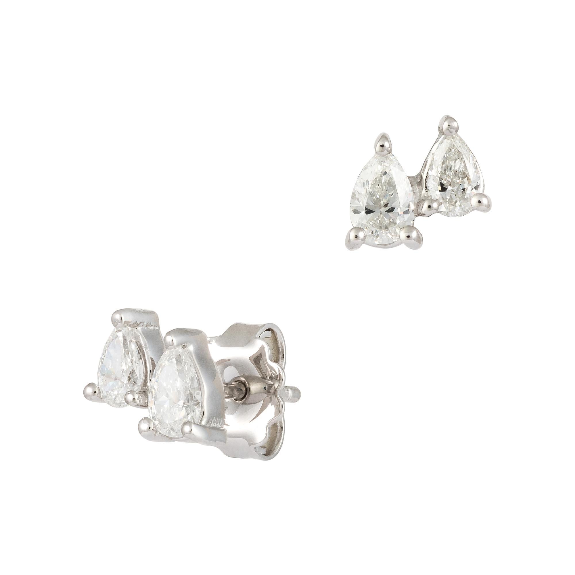 Antique Cushion Cut Studs White Gold 18K Earrings Diamond for Her For Sale