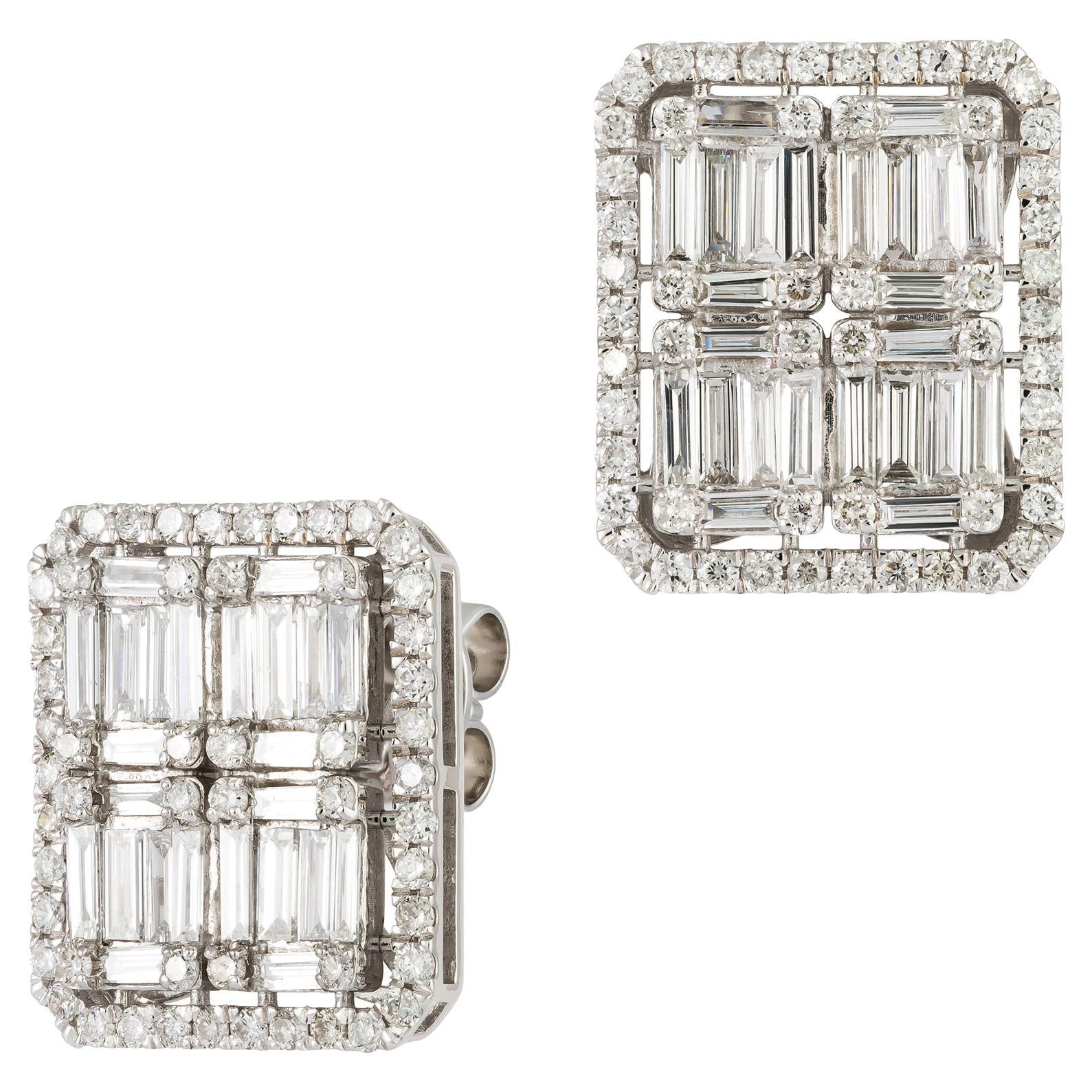 Studs White Gold 18K Earrings Diamond for Her