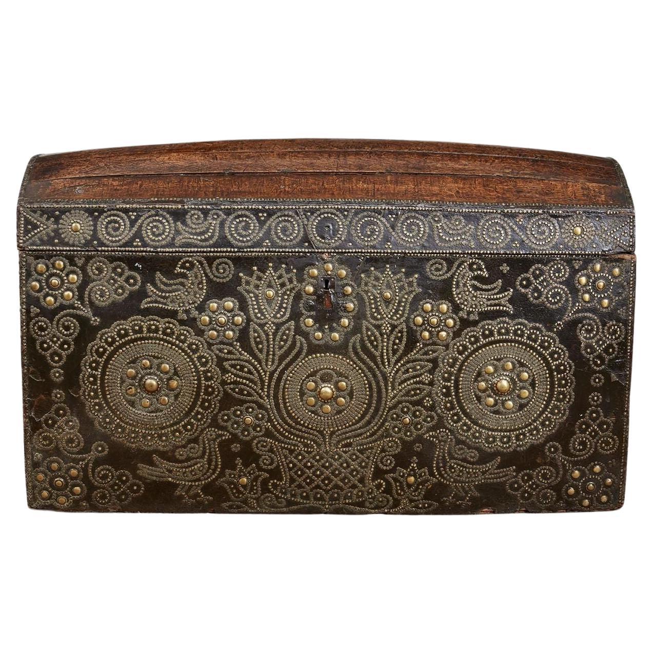 Studwork Leather Chest For Sale