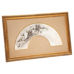Antique Study for a fan – South America, signed and dated. Paris, 1896