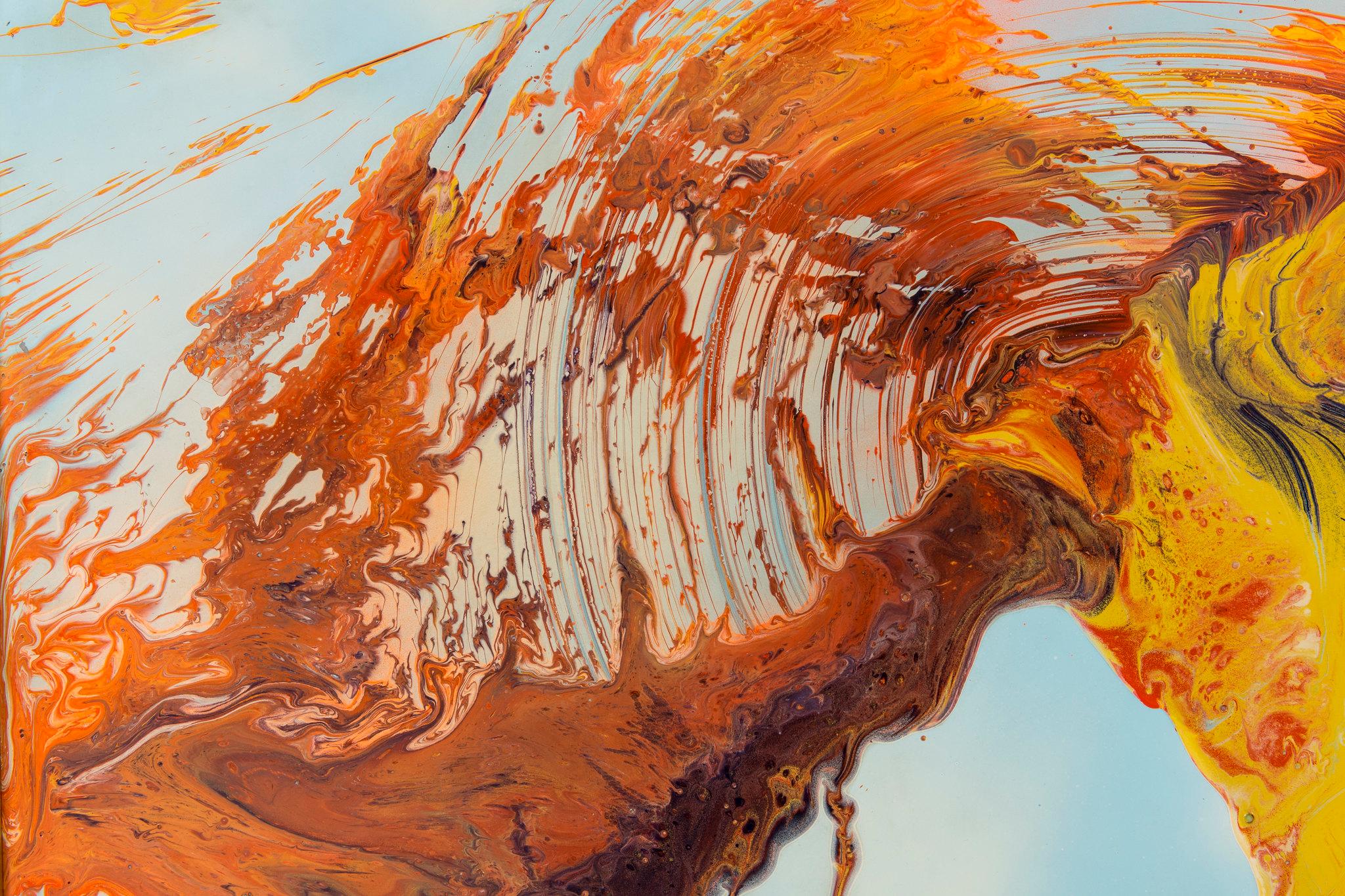 Studie in orangefarbenem Ölgemälde von Dennis Yesner (amerikanisch) im Angebot