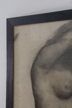Study of a female nude, Italian futurist charcoal drawing