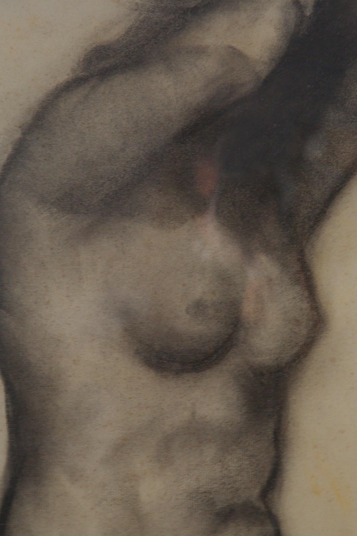 Studie eines weiblichen Aktes, italienische futuristische Kohlezeichnung (Early 20th Century) im Angebot