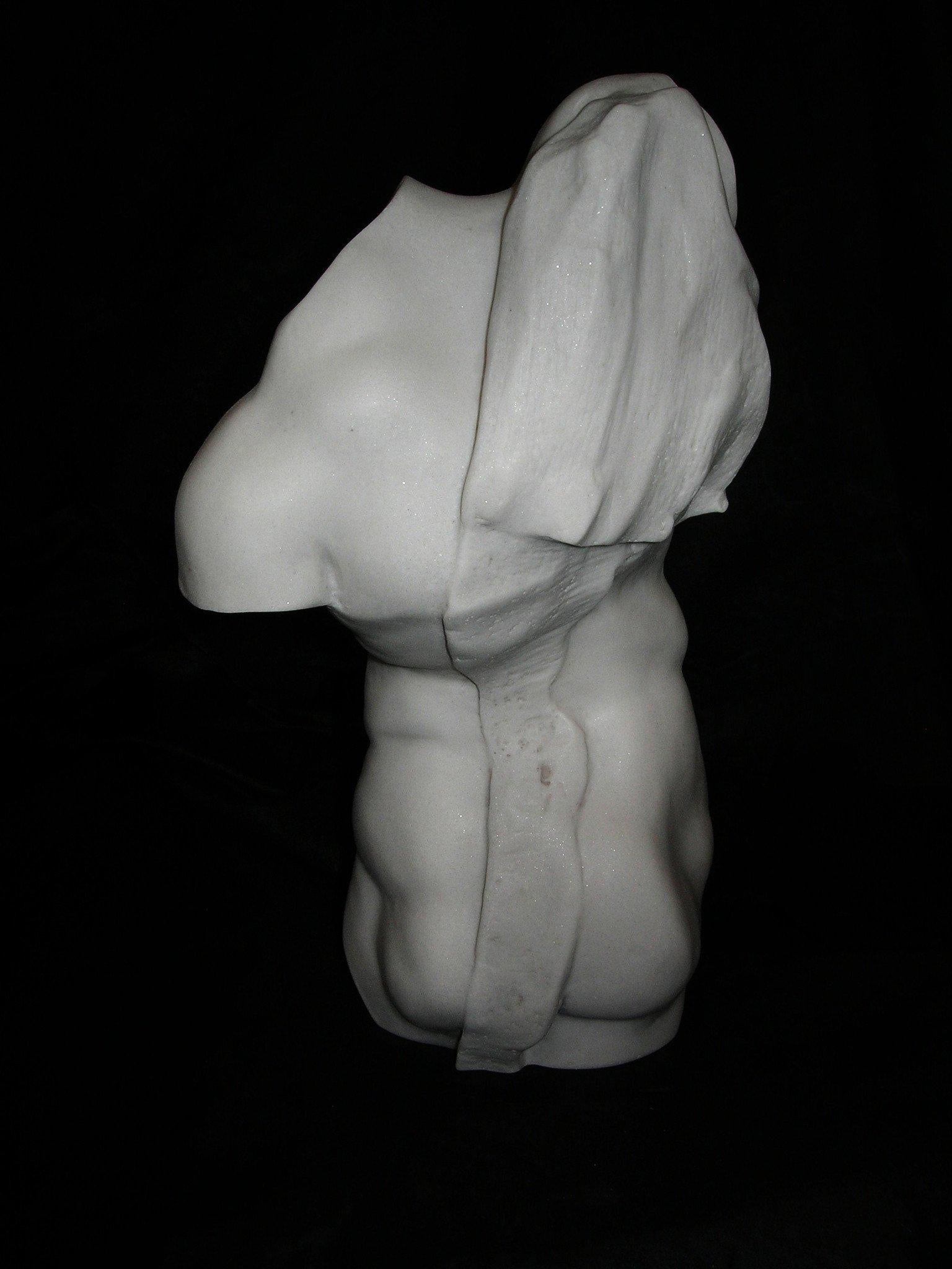 Study of a Male Torso Marble Bust Sculpture, 20th Century For Sale 2