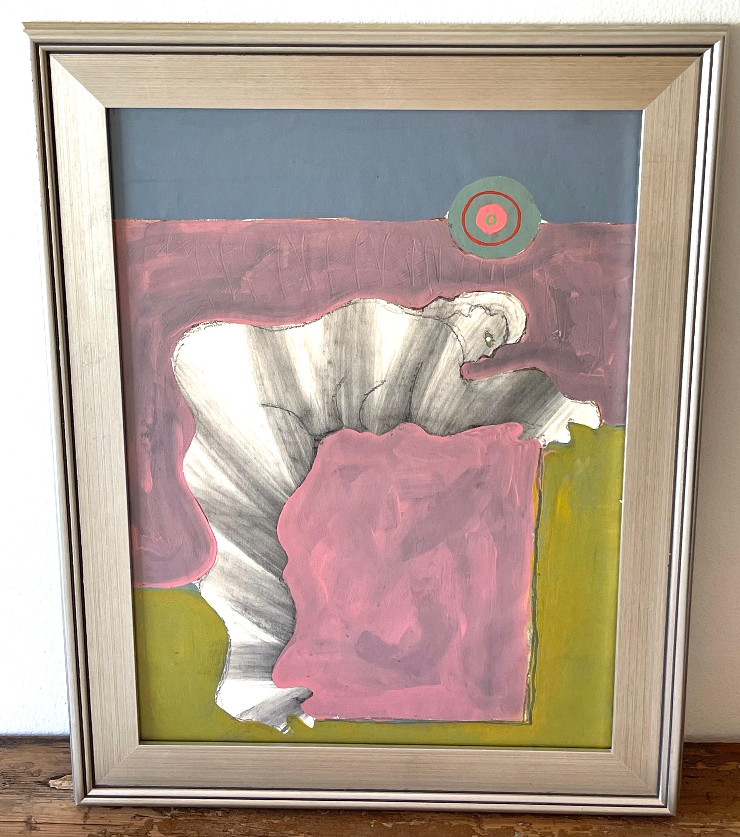 Modern 'Study of Human Form' Oil/Mixed Media on Paper, 1960s by Douglas D. Peden For Sale