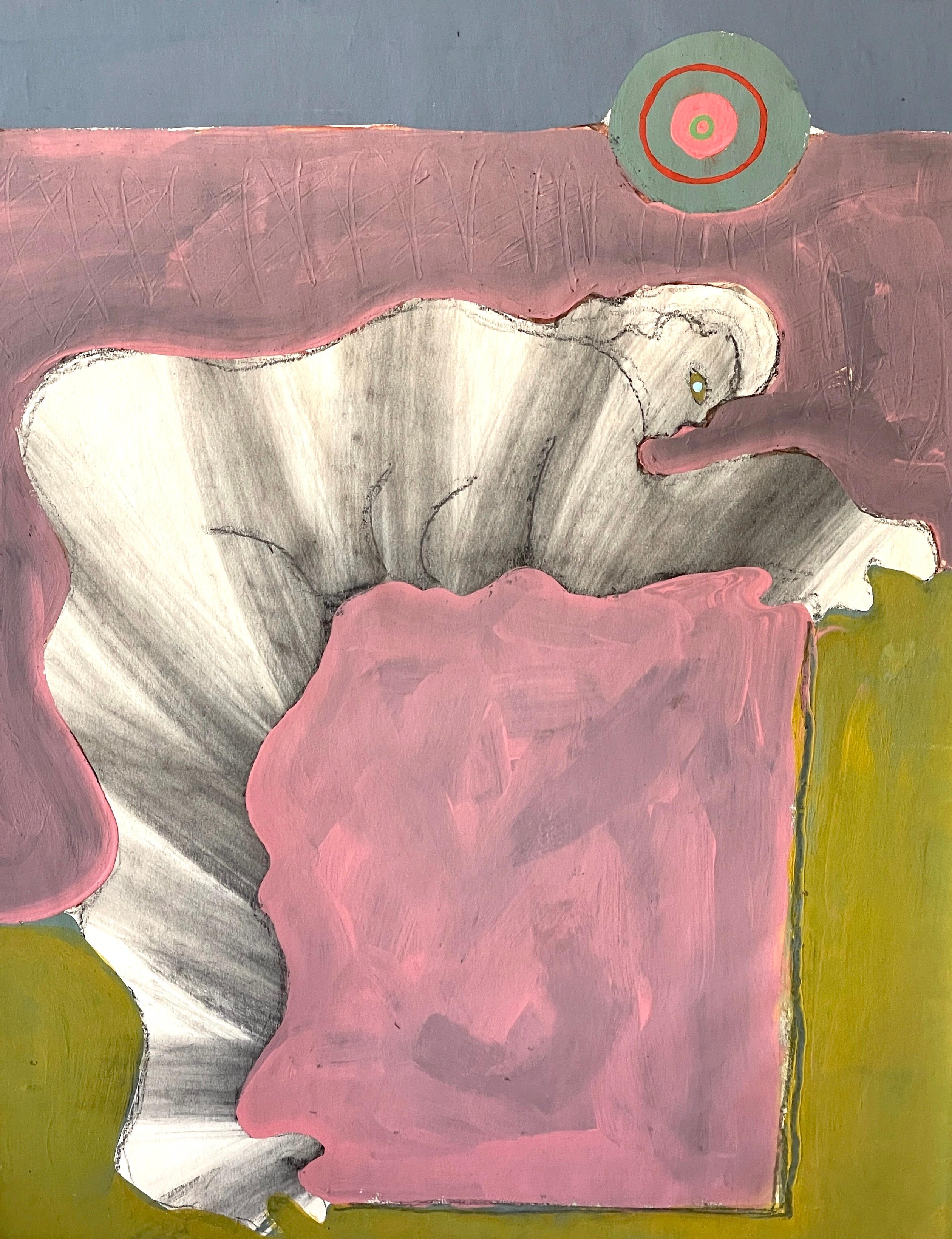 Silvered 'Study of Human Form' Oil/Mixed Media on Paper, 1960s by Douglas D. Peden For Sale