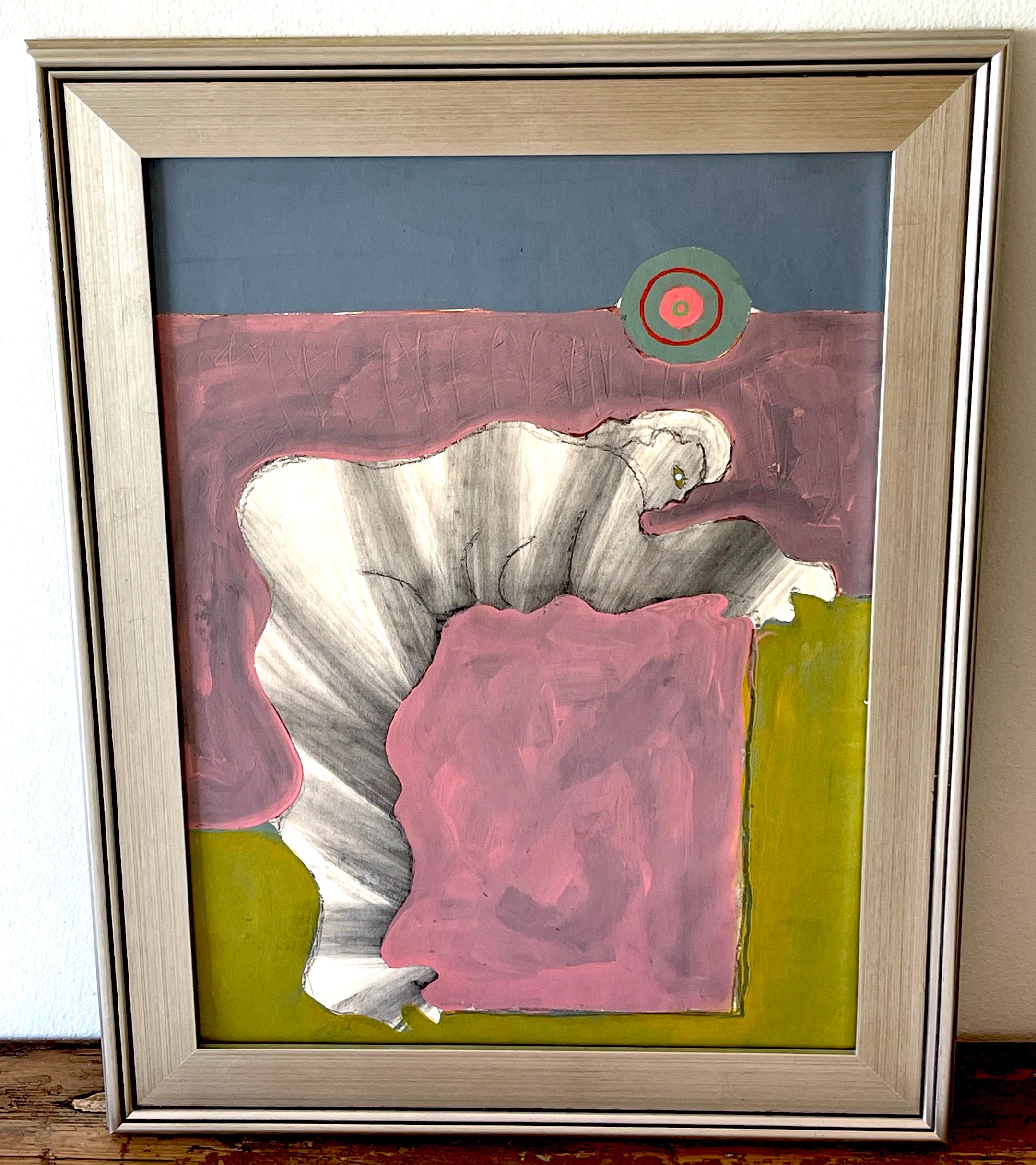 'Study of Human Form' Oil/Mixed Media on Paper, 1960s by Douglas D. Peden In Good Condition For Sale In West Palm Beach, FL