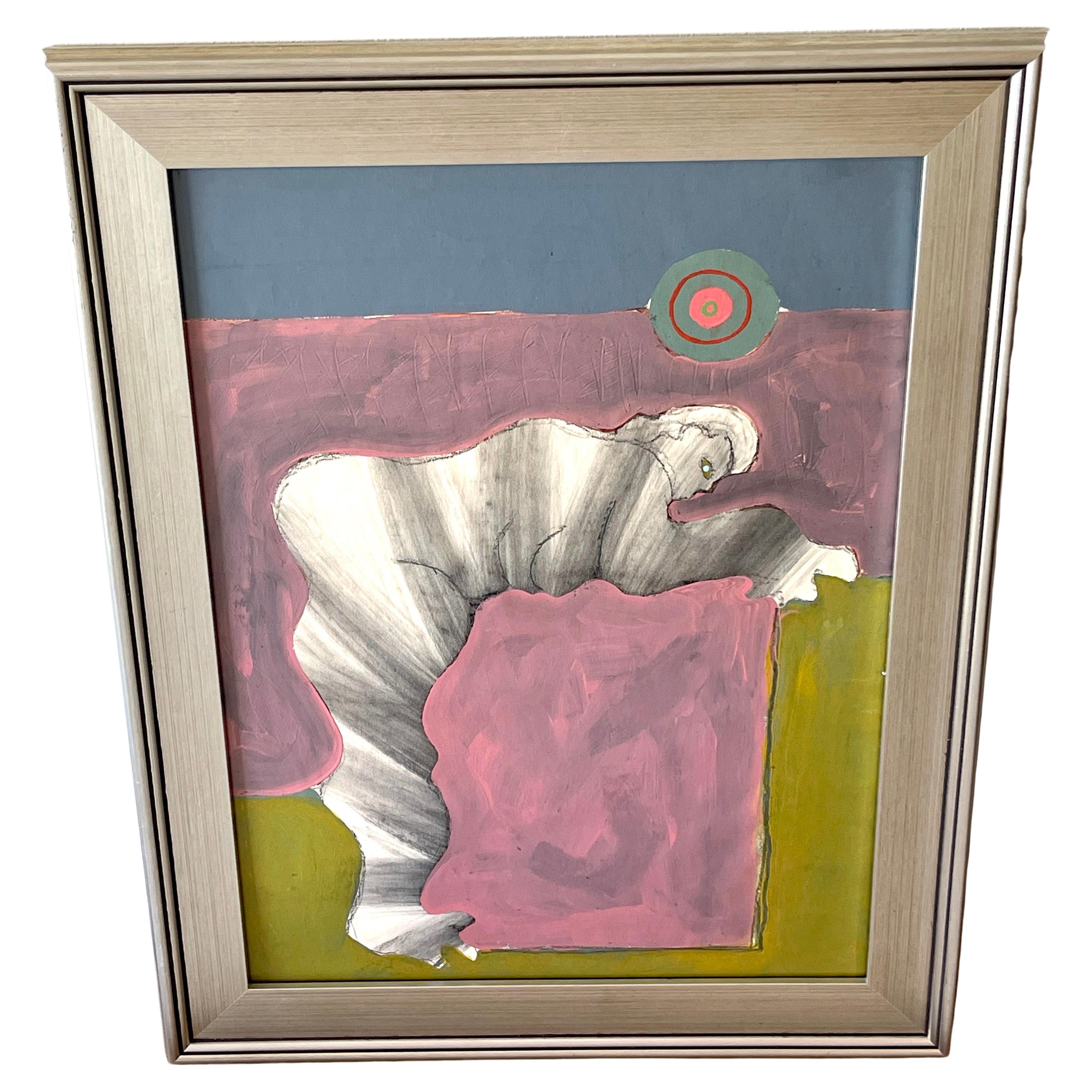 'Study of Human Form' Oil/Mixed Media on Paper, 1960s by Douglas D. Peden For Sale