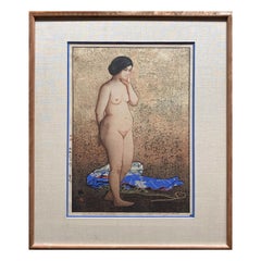 Vintage Study of Nude, Woodblock Print, One of Three Nudes, 1927, Yoshida Hiroshi