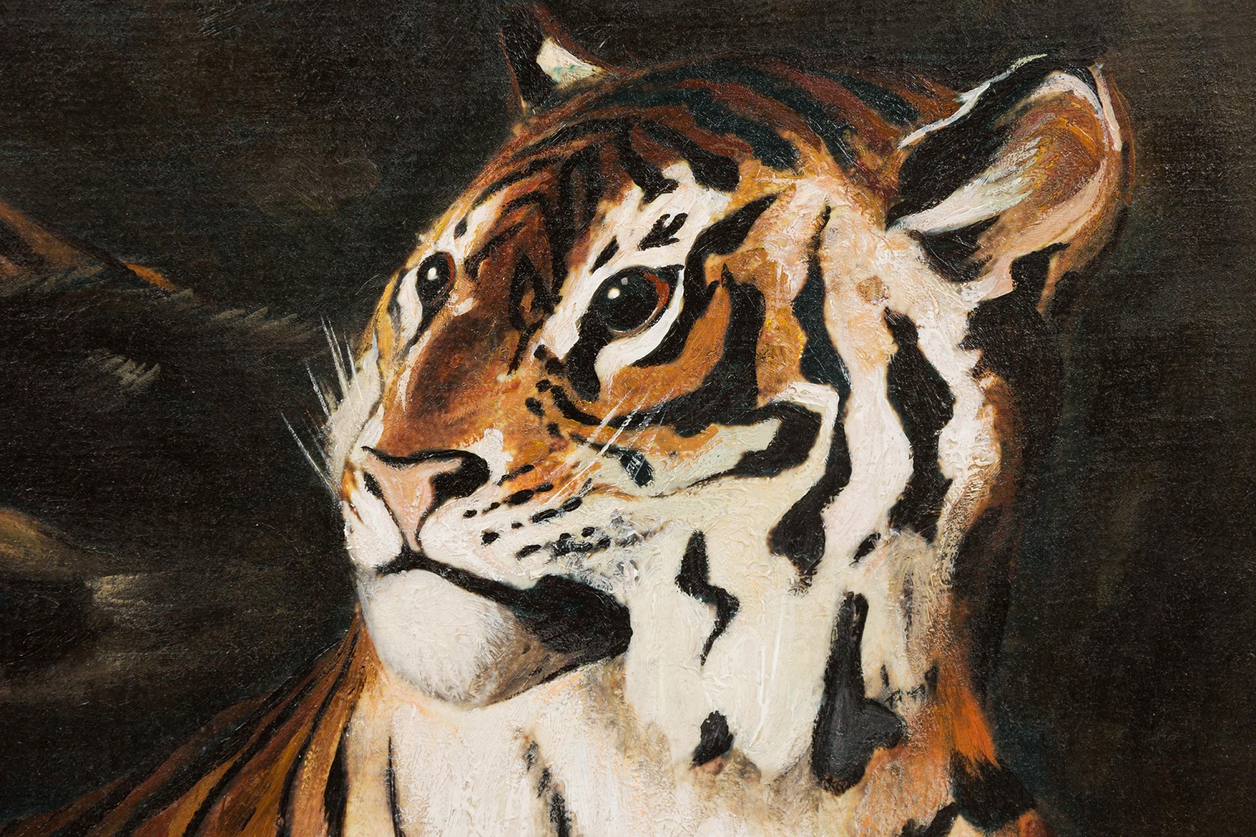 Estudio de tigres Pintura de animales salvajes Pintado a mano en venta
