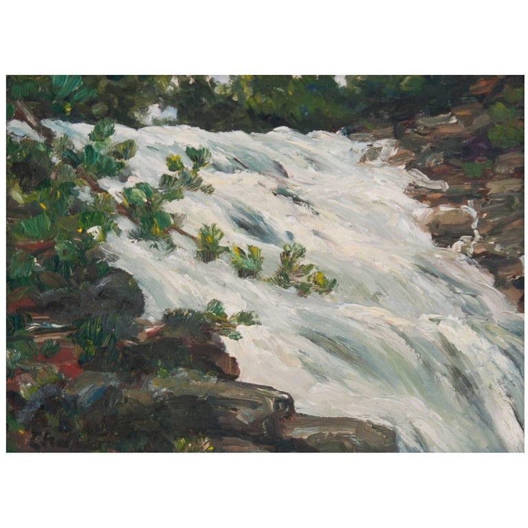 "Study on Falling Water" Painting by Richard Chalfant For Sale