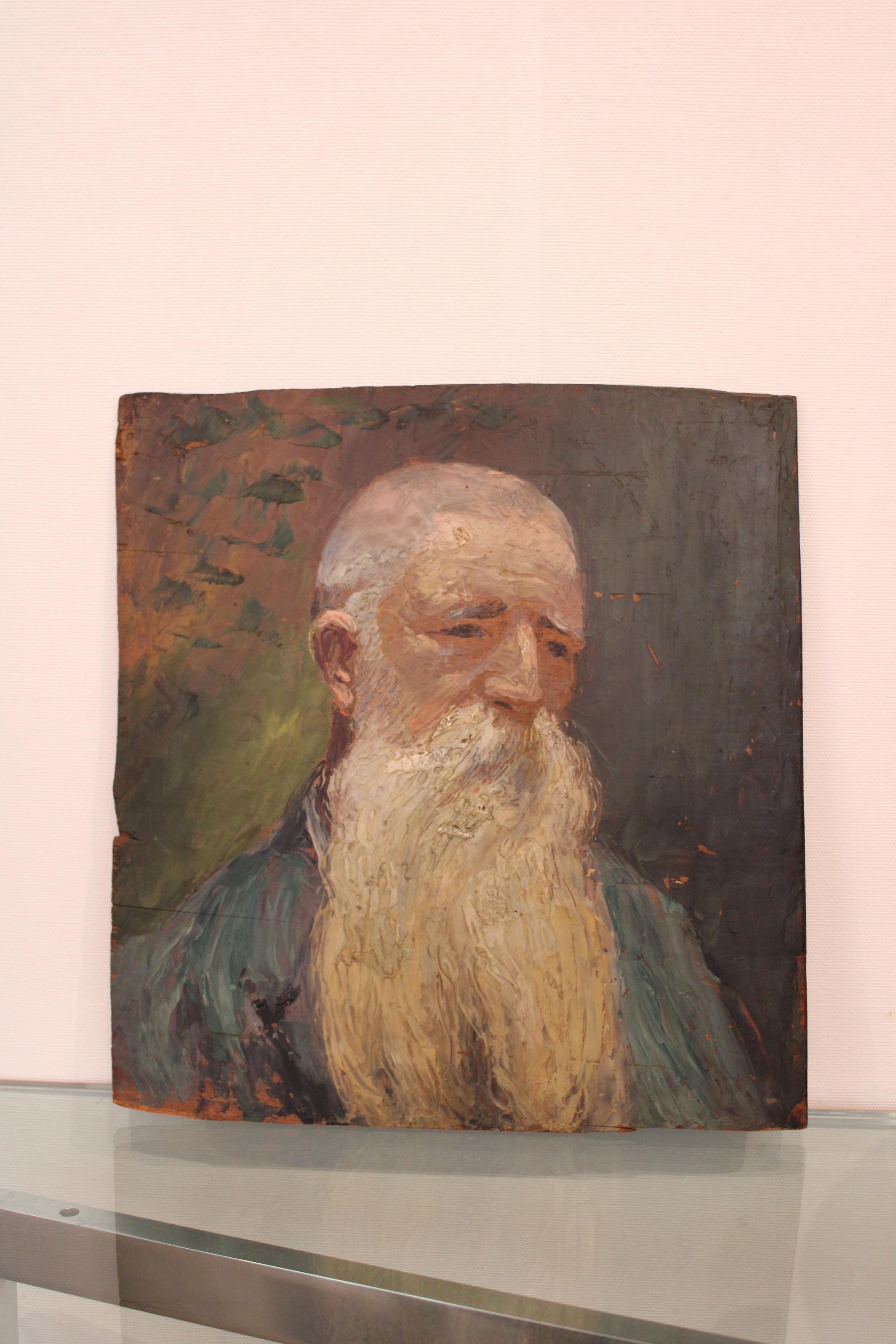 Study portrait of a man by the Polish artist Albert Weinbaum (1880 - 1943).
Oil on panel
Second portrait study on the back of the panel
Signed A.Weinbaum on the back

Some lack on the painting (see photos details).