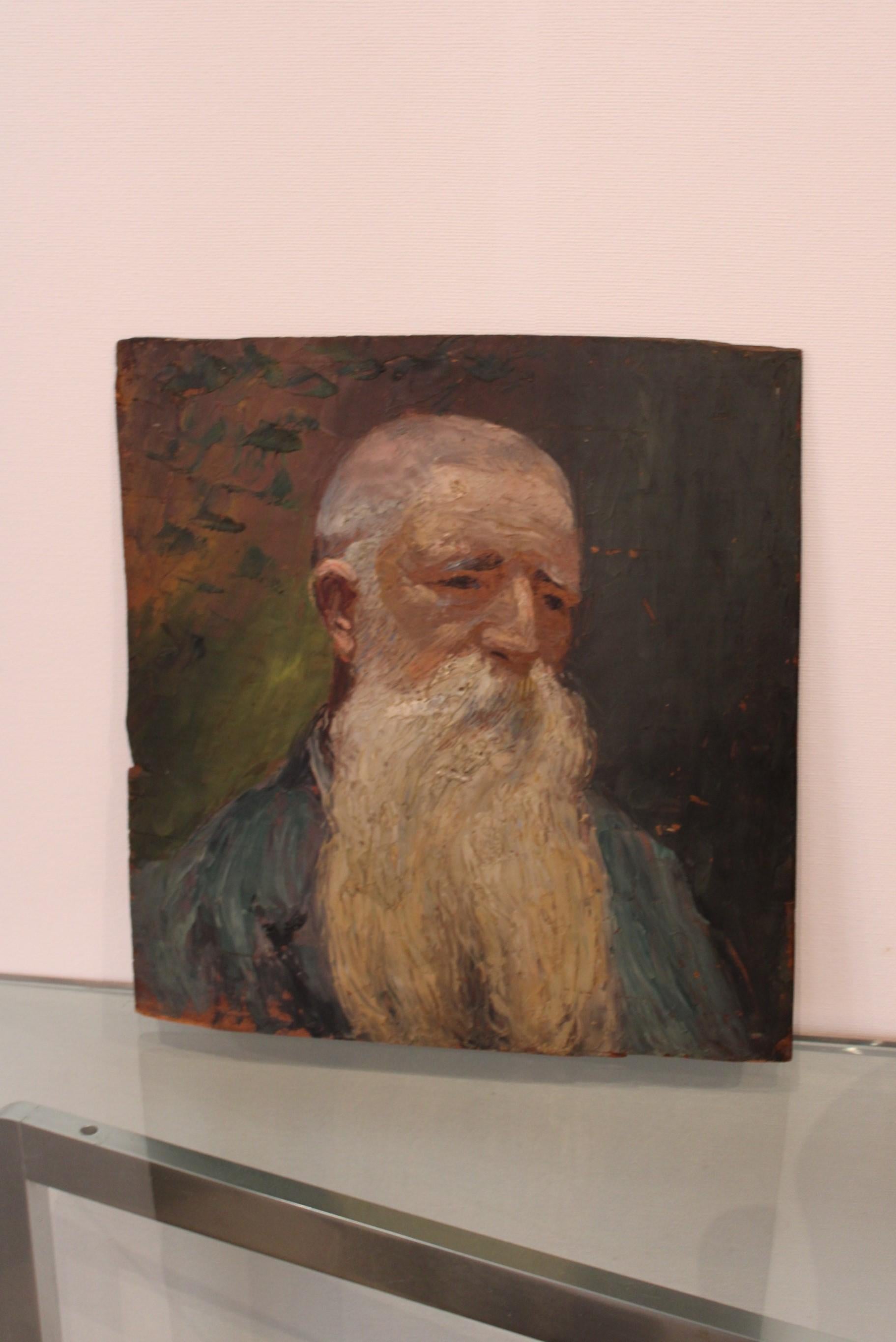 Polish Study Portrait of a Man by Albert Weinbaum Oil on Panel For Sale