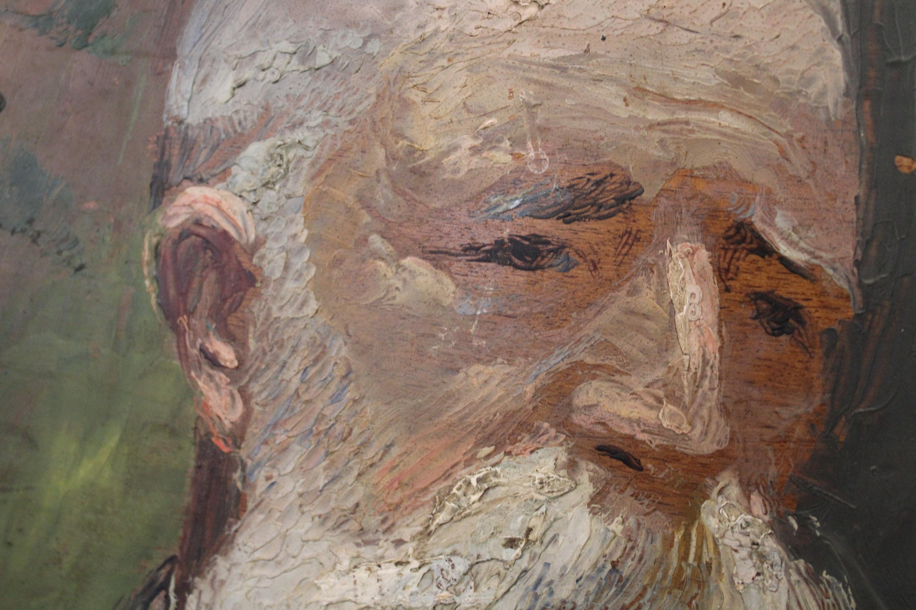 Study Portrait of a Man by Albert Weinbaum Oil on Panel In Fair Condition For Sale In Paris, FR