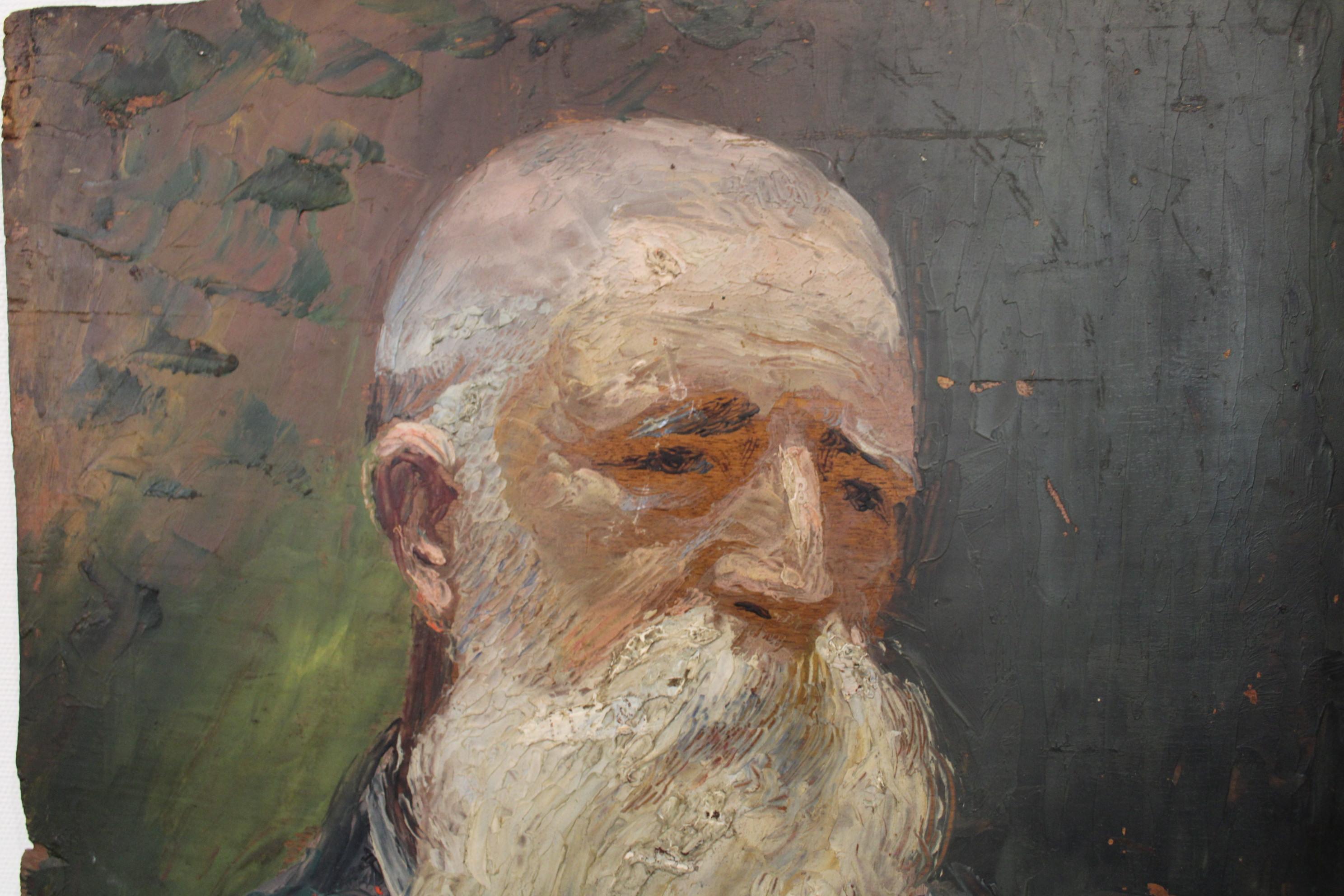 20th Century Study Portrait of a Man by Albert Weinbaum Oil on Panel For Sale