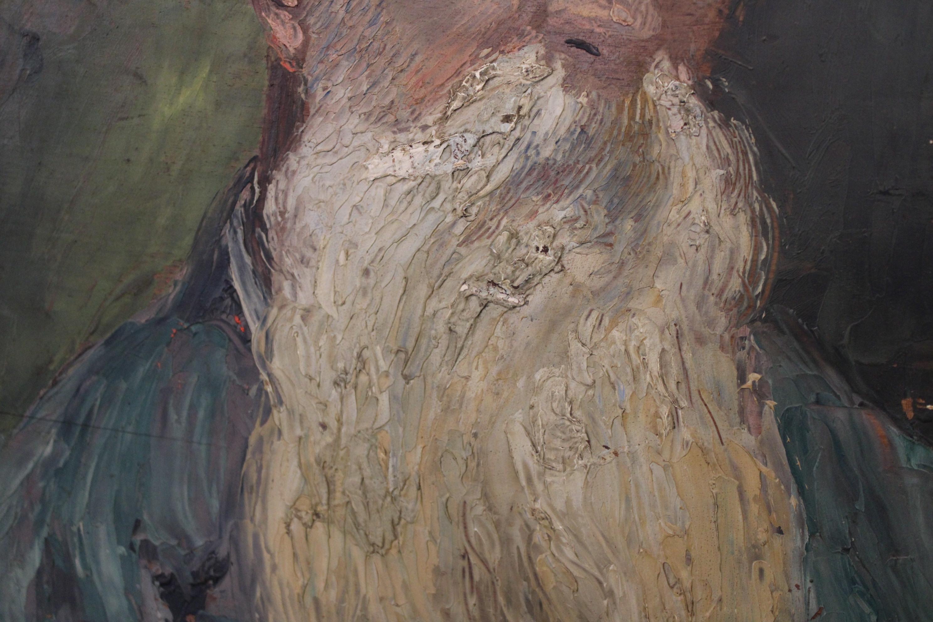 Wood Study Portrait of a Man by Albert Weinbaum Oil on Panel For Sale