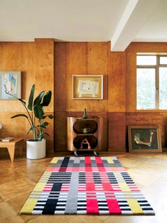 Large Study Rug by Anni Albers, Hand-Tufted Wool, Bauhaus Design