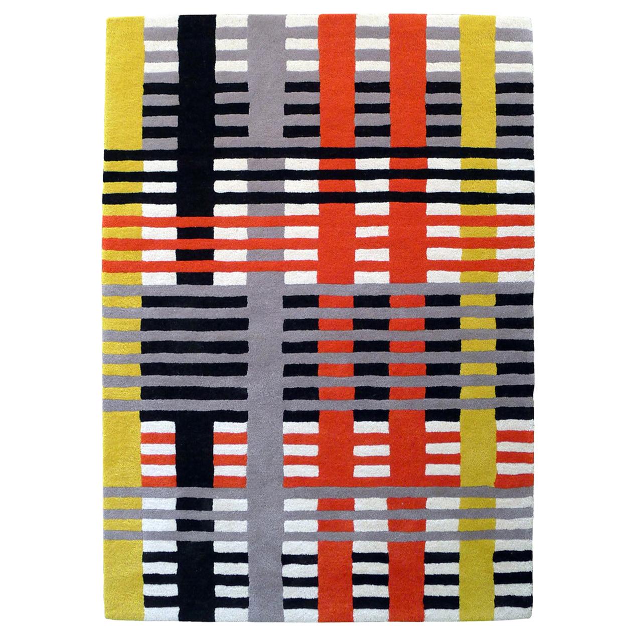 Kleiner Studienteppich von Anni Albers, handgetuftete Wolle, Bauhaus-Design