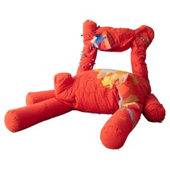 "Stuffed Chair" in Red Fabric with Patchwork Appliqués by Katie Stout, 2018