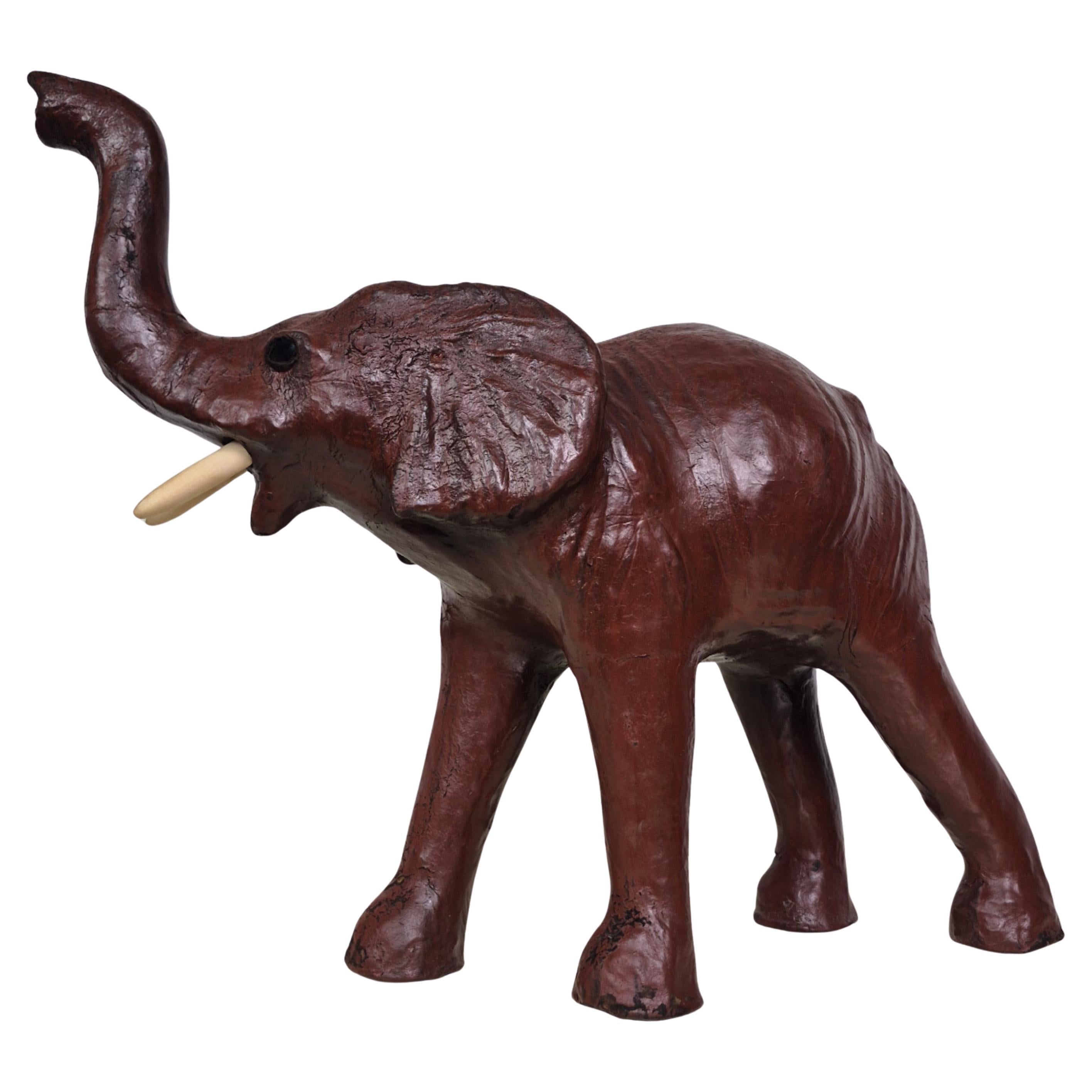 Stuffed elephant made from patinated leather, England 1970s